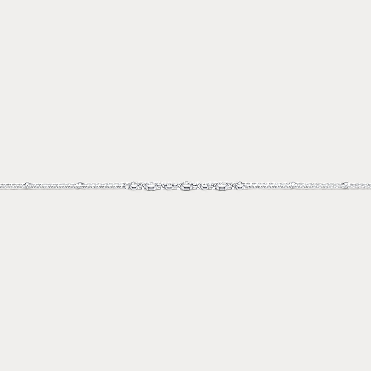 Bezel Set Lab - Grown Diamond Bracelet with Double Chain in Sterling Silver - Bracelets