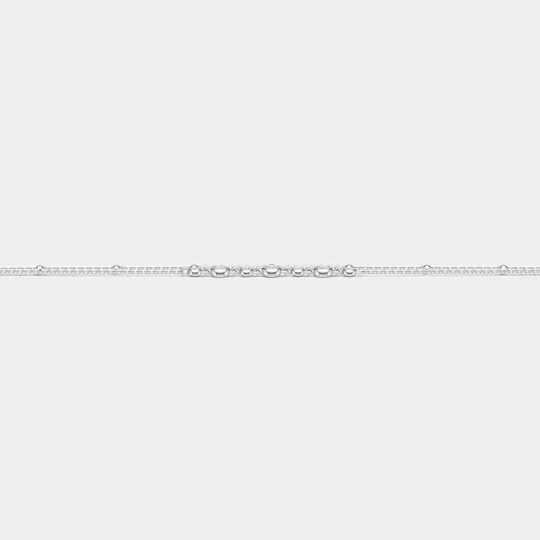Bezel Set Lab - Grown Diamond Bracelet with Double Chain in Sterling Silver - Bracelets