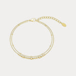 Bezel Set Lab - Grown Diamond Bracelet with Double Chain in Sterling Silver - Bracelets