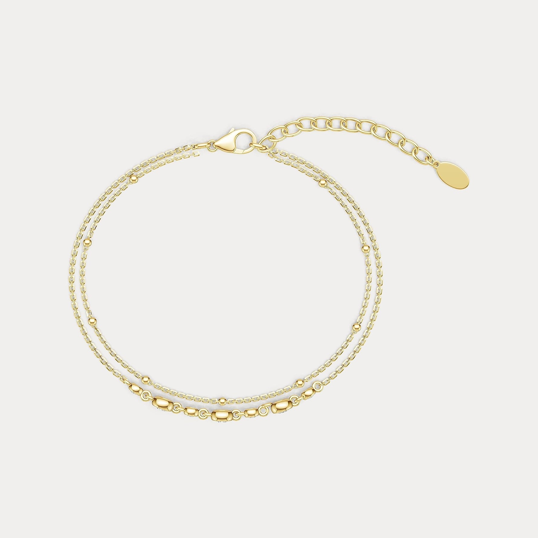 Bezel Set Lab - Grown Diamond Bracelet with Double Chain in Sterling Silver - Bracelets