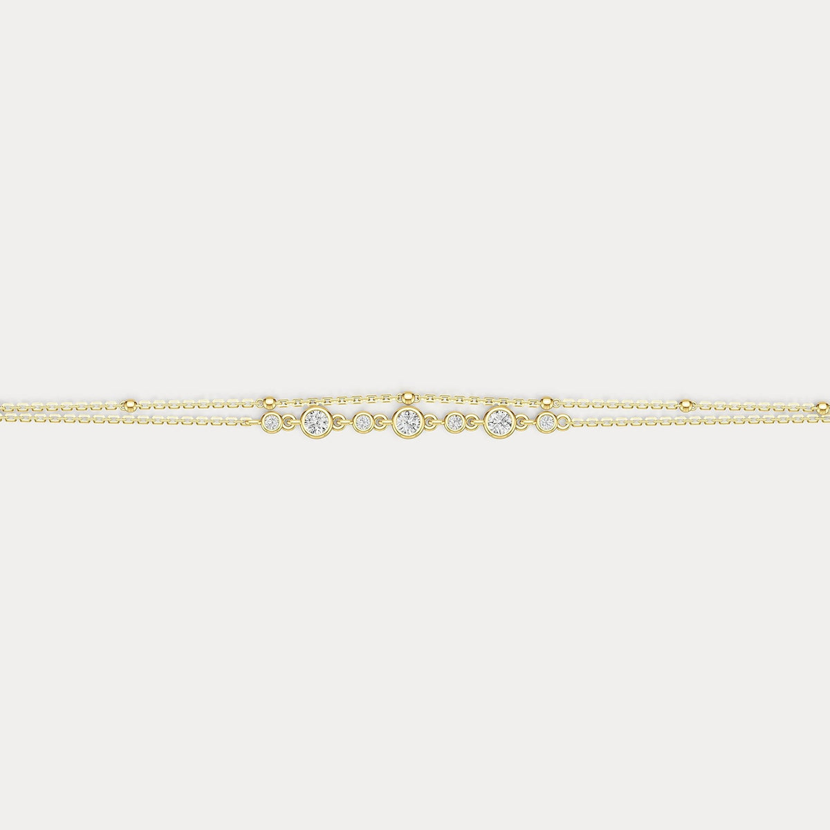Bezel Set Lab - Grown Diamond Bracelet with Double Chain in Sterling Silver - Bracelets