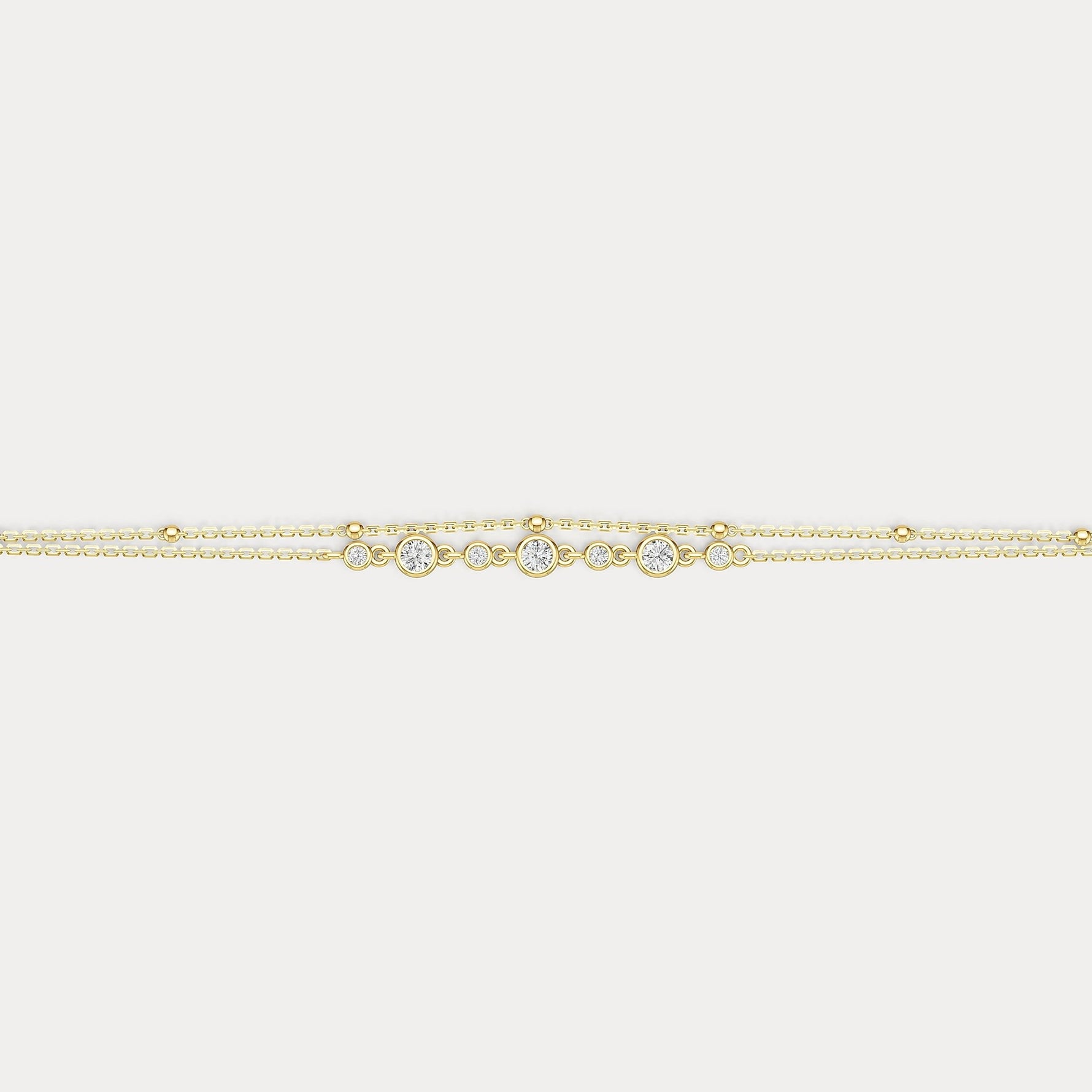 Bezel Set Lab - Grown Diamond Bracelet with Double Chain in Sterling Silver - Bracelets