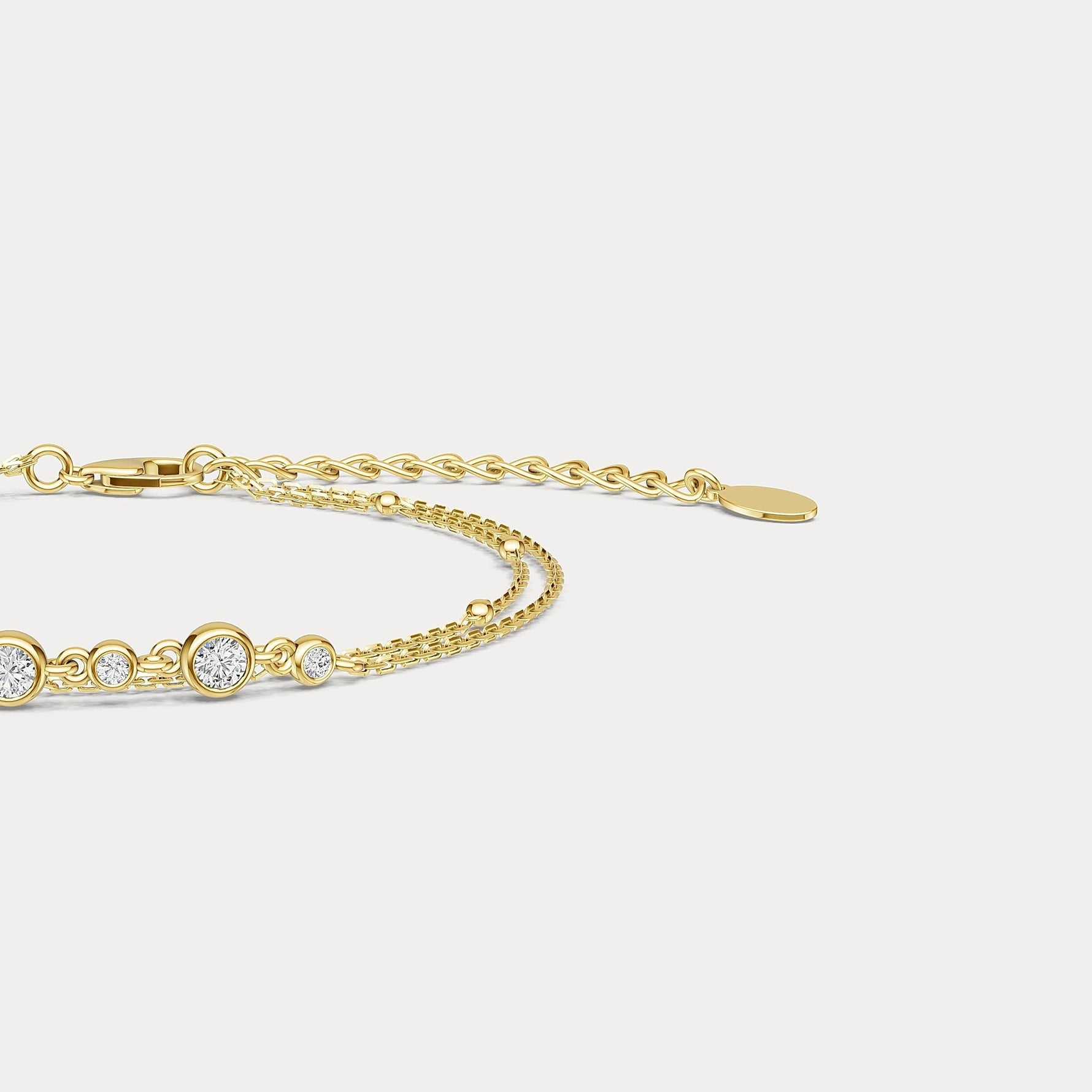 Bezel Set Lab - Grown Diamond Bracelet with Double Chain in Sterling Silver - Bracelets