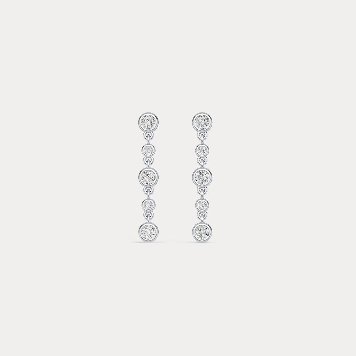 Graduated Bezel Set 5 Round Lab - Grown Diamond Drop Earrings in Sterling Silver - Earrings