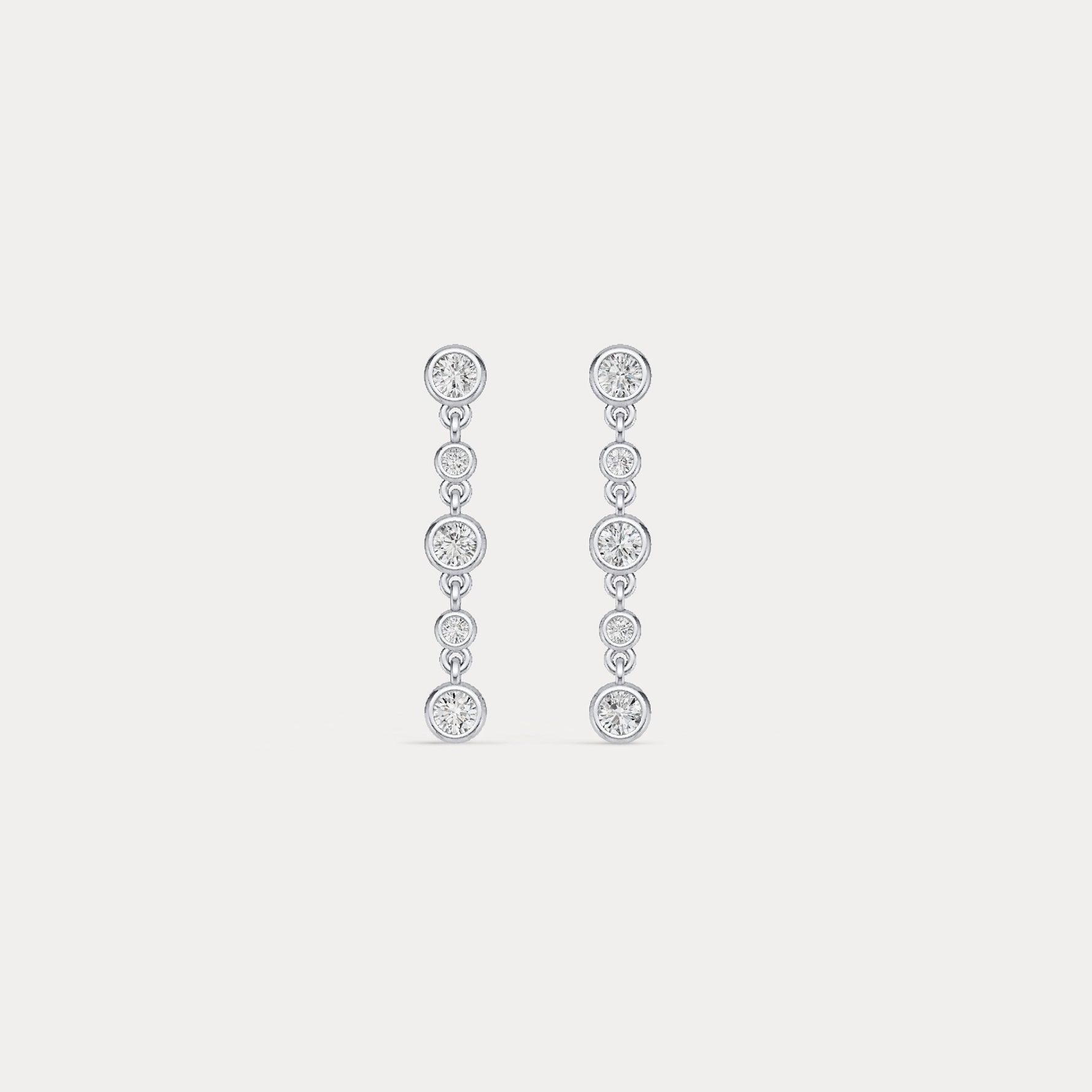 Graduated Bezel Set 5 Round Lab - Grown Diamond Drop Earrings in Sterling Silver - Earrings