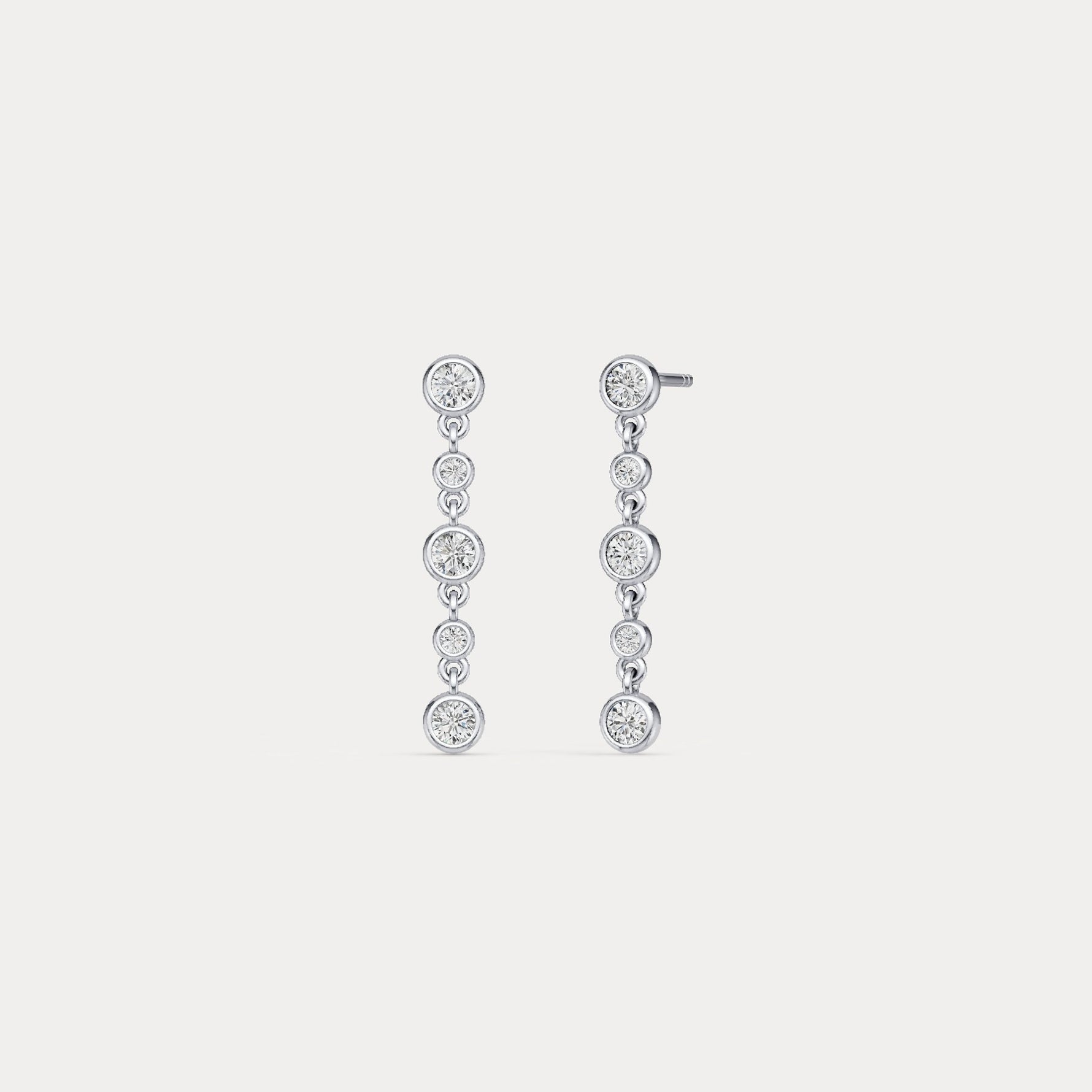 Graduated Bezel Set 5 Round Lab - Grown Diamond Drop Earrings in Sterling Silver - Earrings