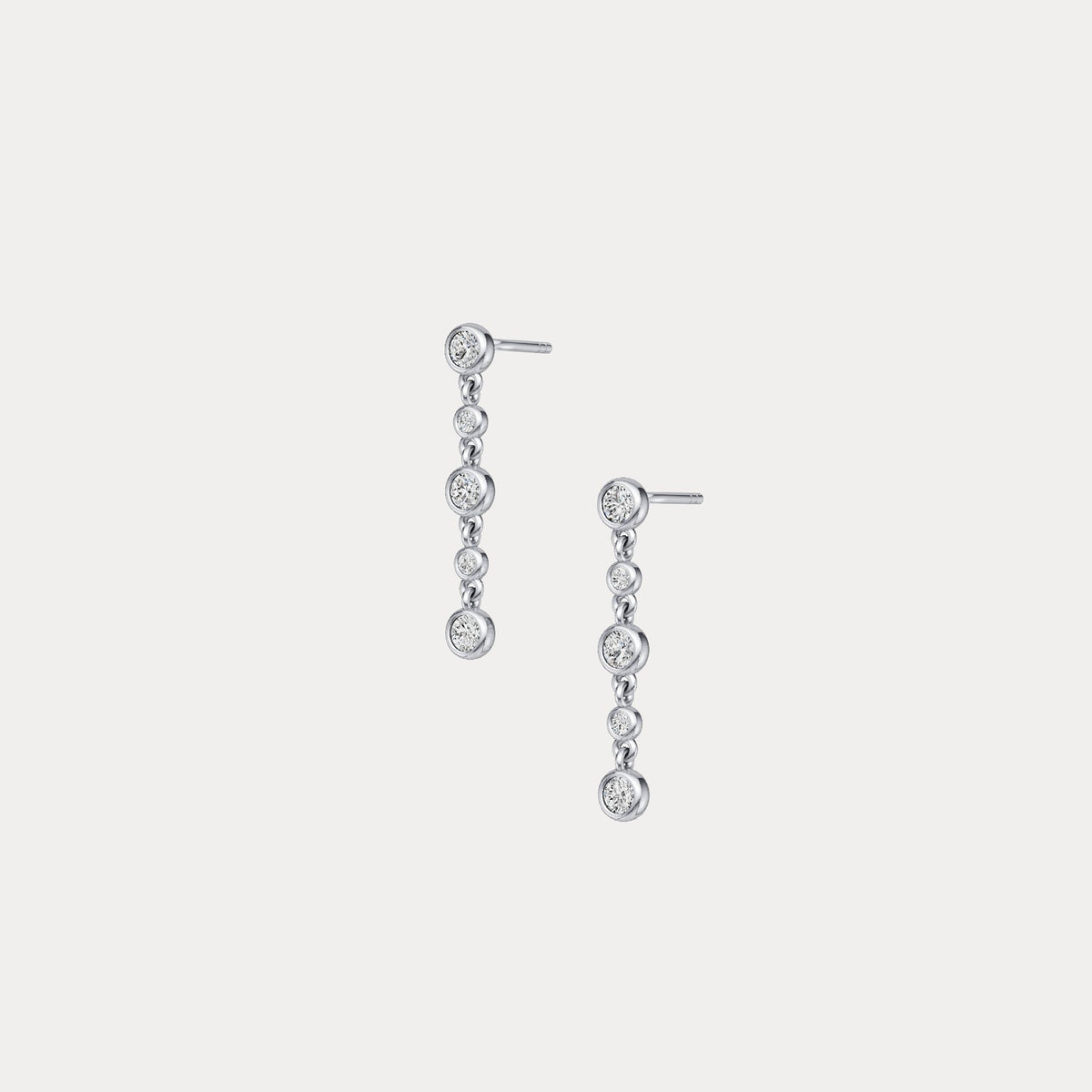 Graduated Bezel Set 5 Round Lab - Grown Diamond Drop Earrings in Sterling Silver - Earrings