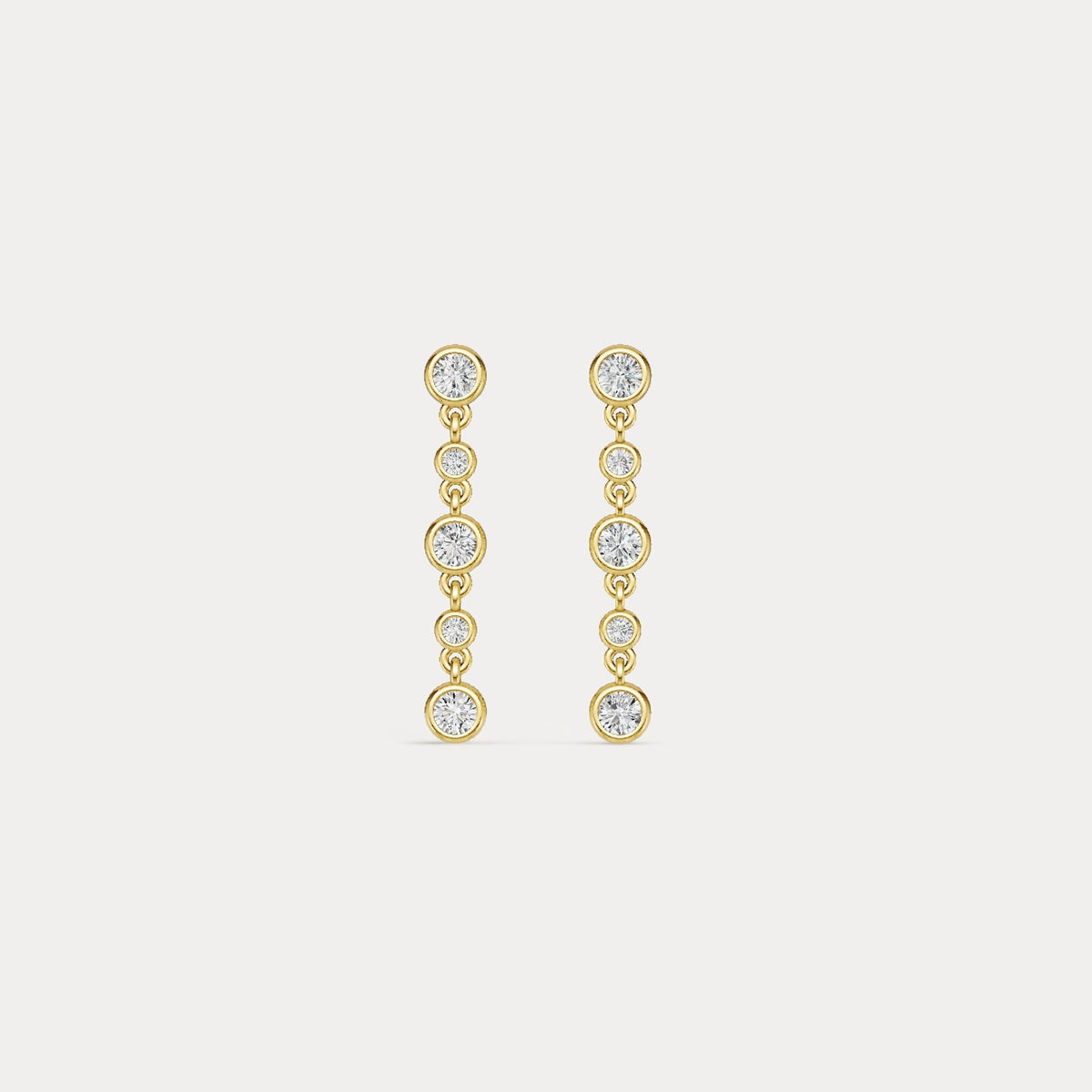 Graduated Bezel Set 5 Round Lab - Grown Diamond Drop Earrings in Sterling Silver - Earrings