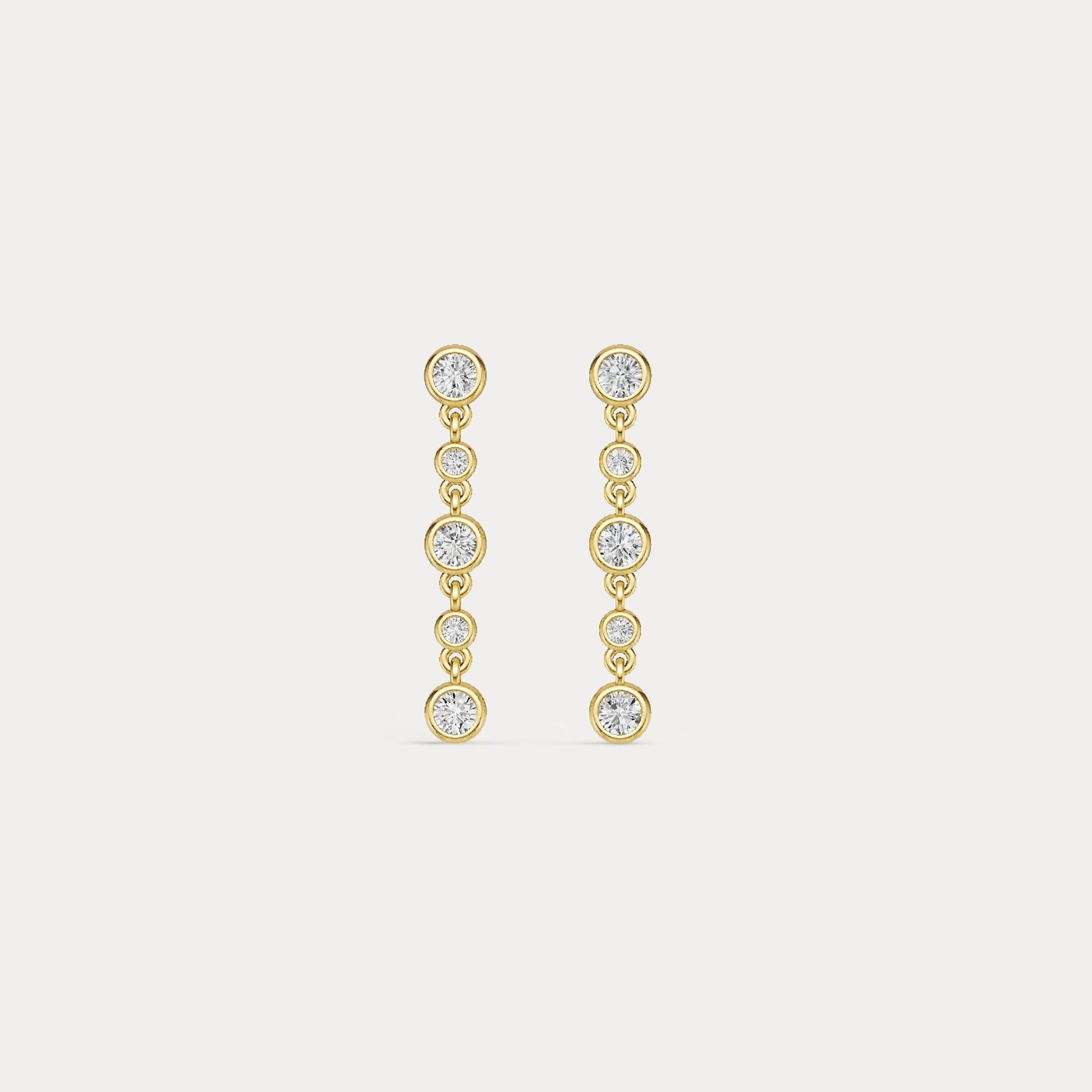 Graduated Bezel Set 5 Round Lab - Grown Diamond Drop Earrings in Sterling Silver - Earrings