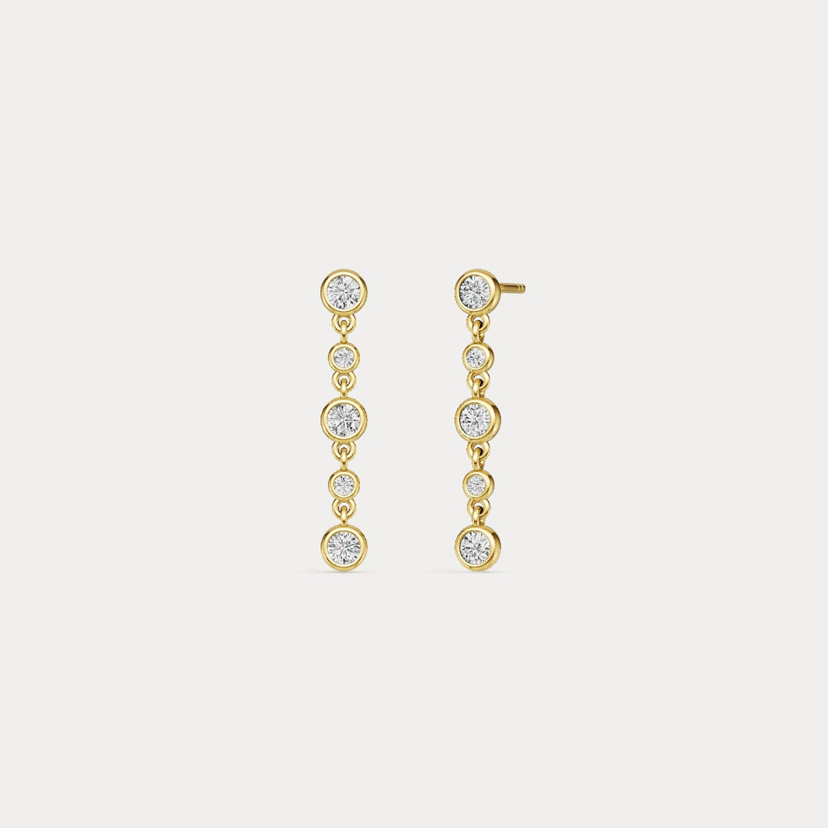 Graduated Bezel Set 5 Round Lab - Grown Diamond Drop Earrings in Sterling Silver - Earrings