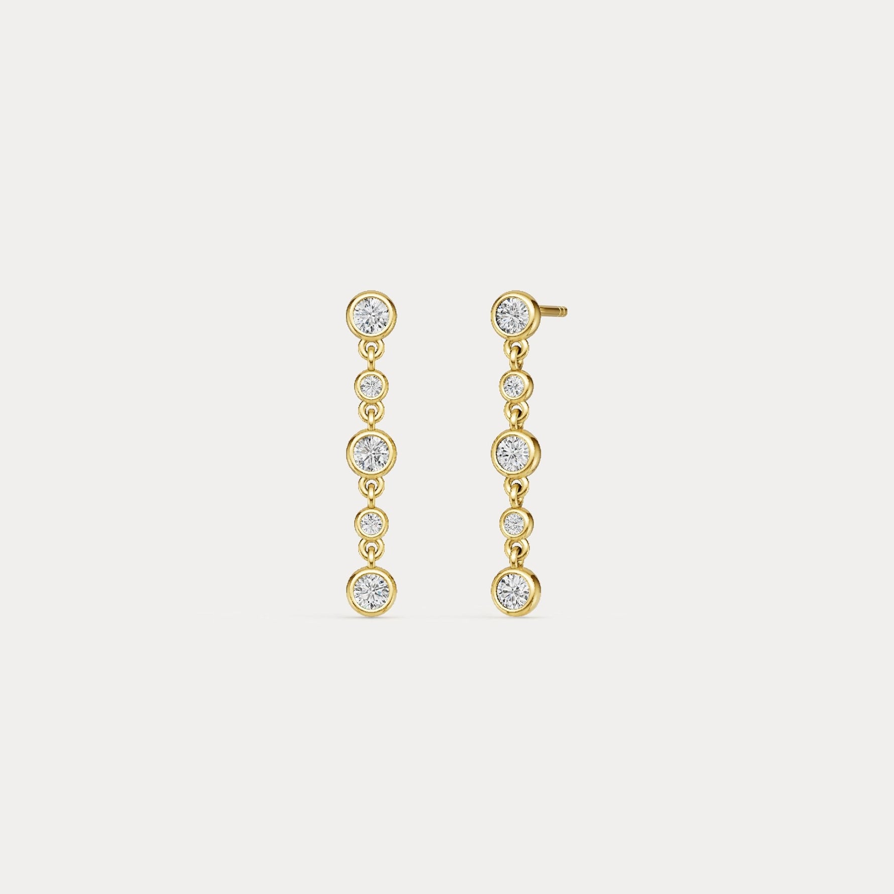 Graduated Bezel Set 5 Round Lab - Grown Diamond Drop Earrings in Sterling Silver - Earrings