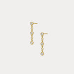 Graduated Bezel Set 5 Round Lab - Grown Diamond Drop Earrings in Sterling Silver - Earrings