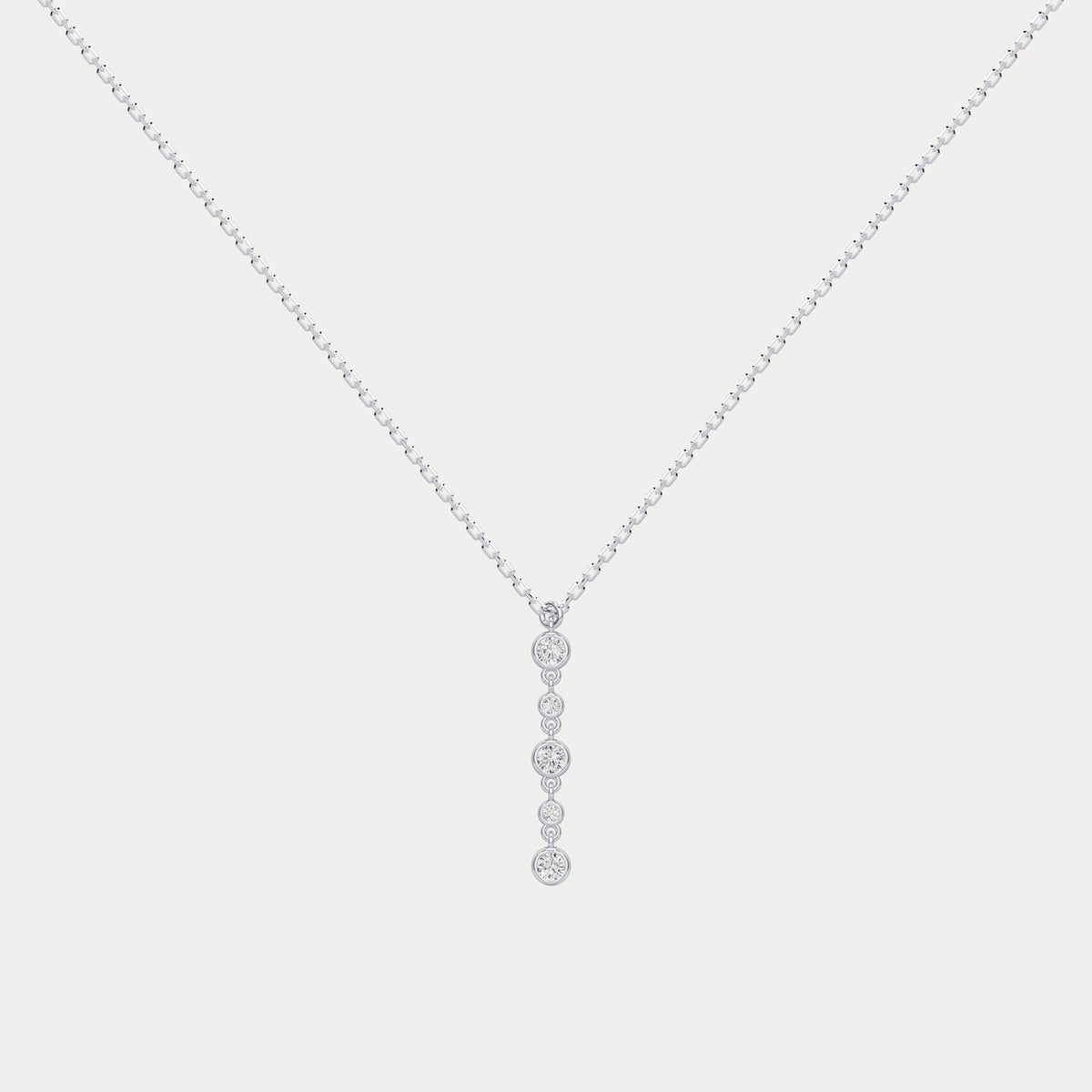 Sterling Silver Bezel Set Lab - Grown Diamond Lariat Necklace - Necklaces