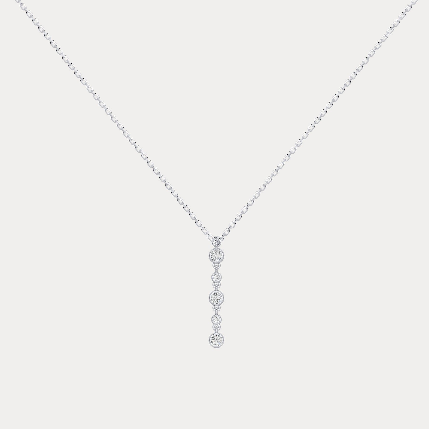 Sterling Silver Bezel Set Lab - Grown Diamond Lariat Necklace - Necklaces