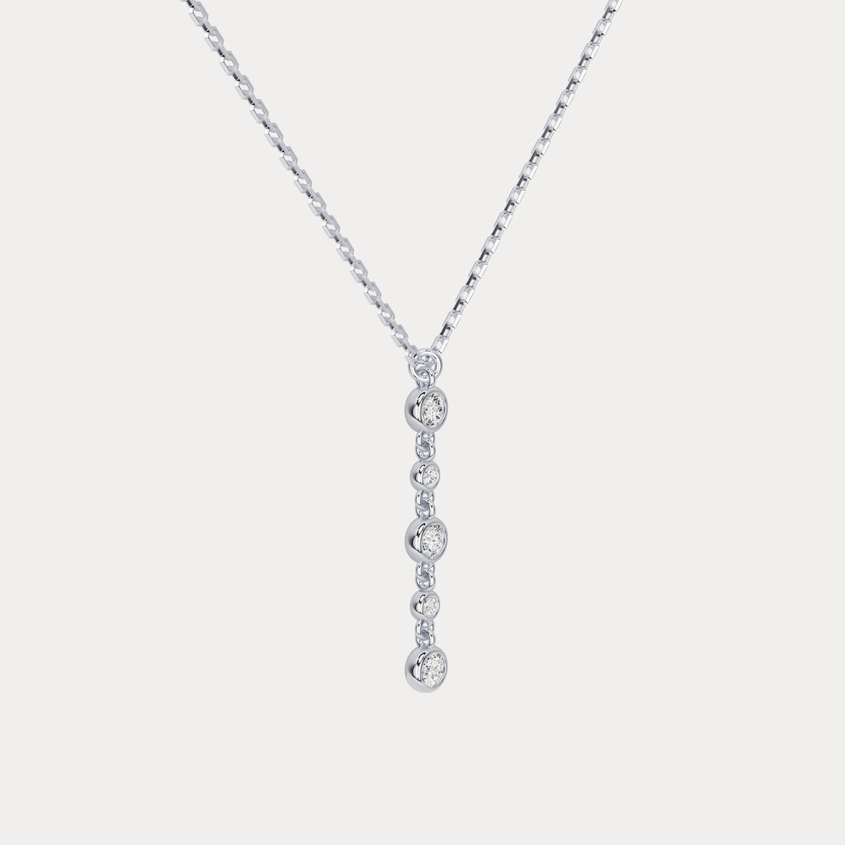 Sterling Silver Bezel Set Lab - Grown Diamond Lariat Necklace - Necklaces