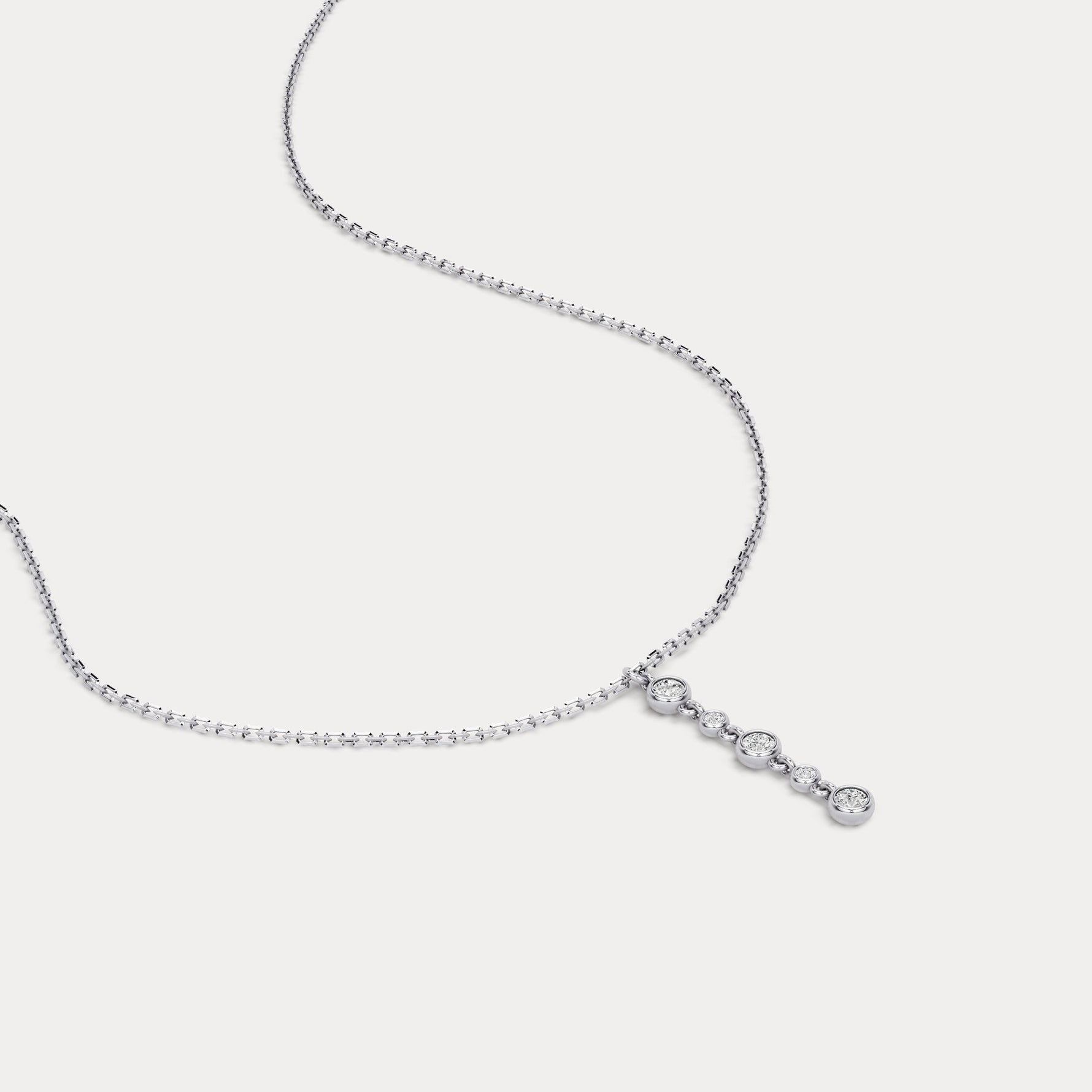 Sterling Silver Bezel Set Lab - Grown Diamond Lariat Necklace - Necklaces