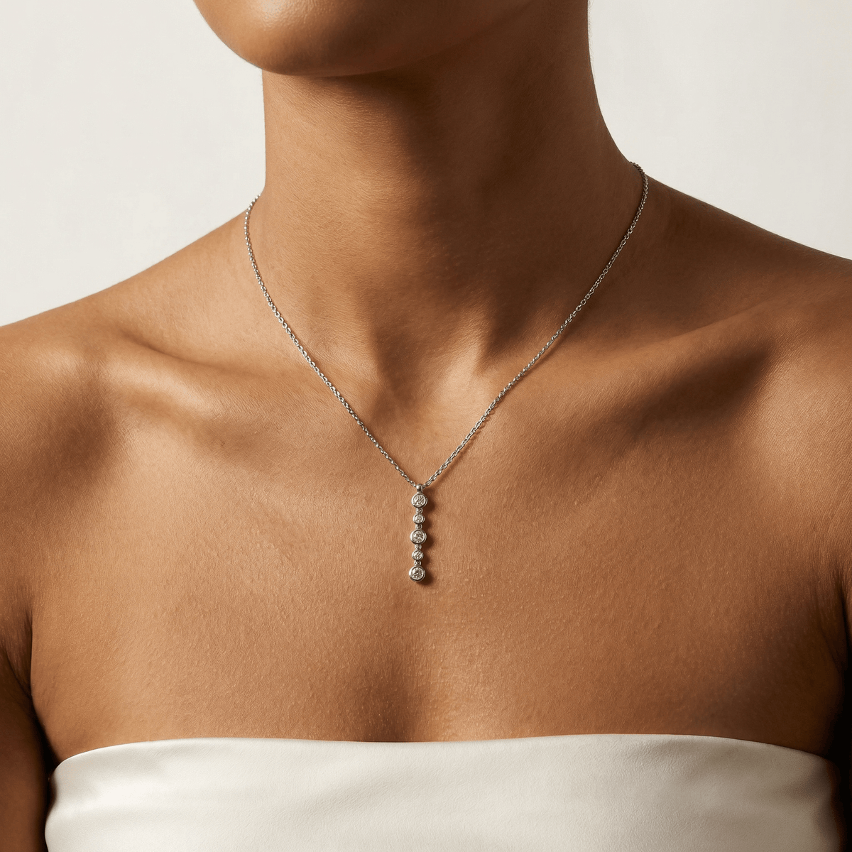 Sterling Silver Bezel Set Lab - Grown Diamond Lariat Necklace - Necklaces