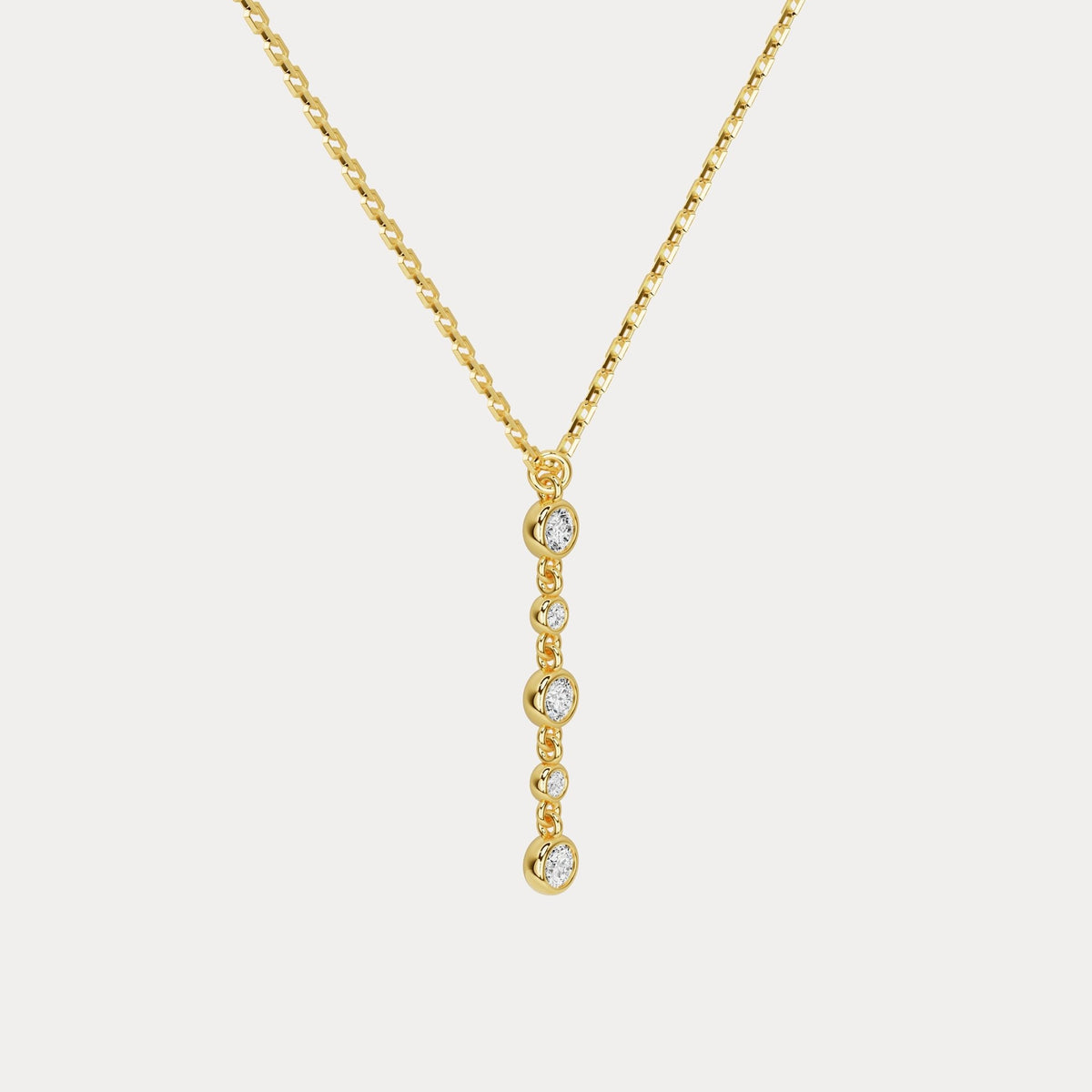 Sterling Silver Bezel Set Lab - Grown Diamond Lariat Necklace - Necklaces