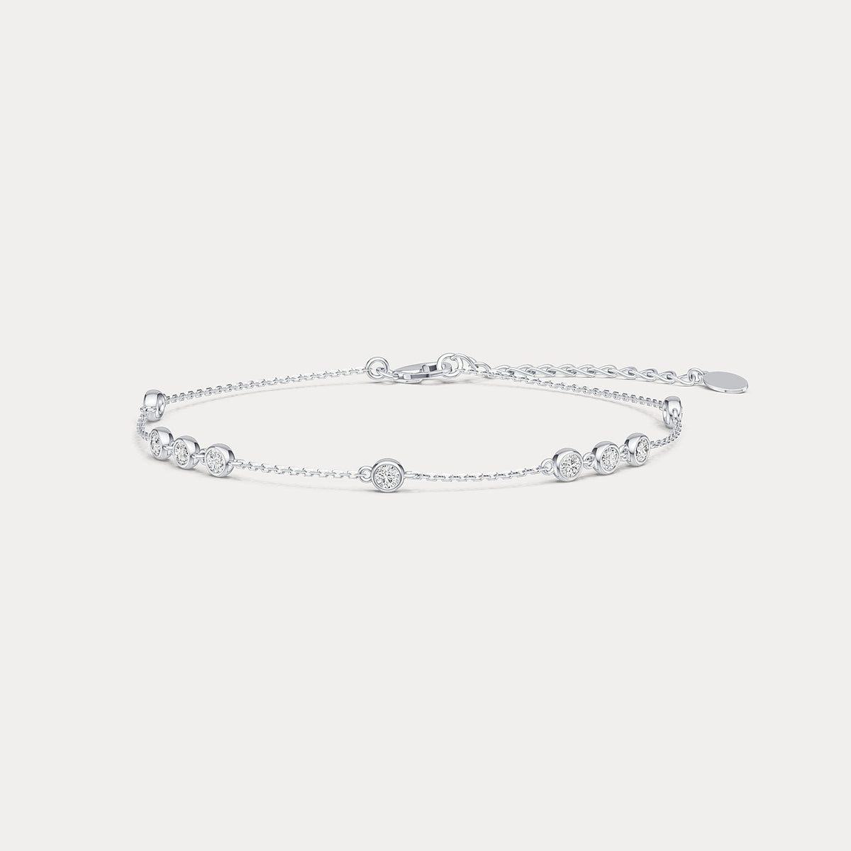 Bezel Set Lab - Grown Diamond Cluster Station Bracelet in 14K Gold/Platinum - Bracelets