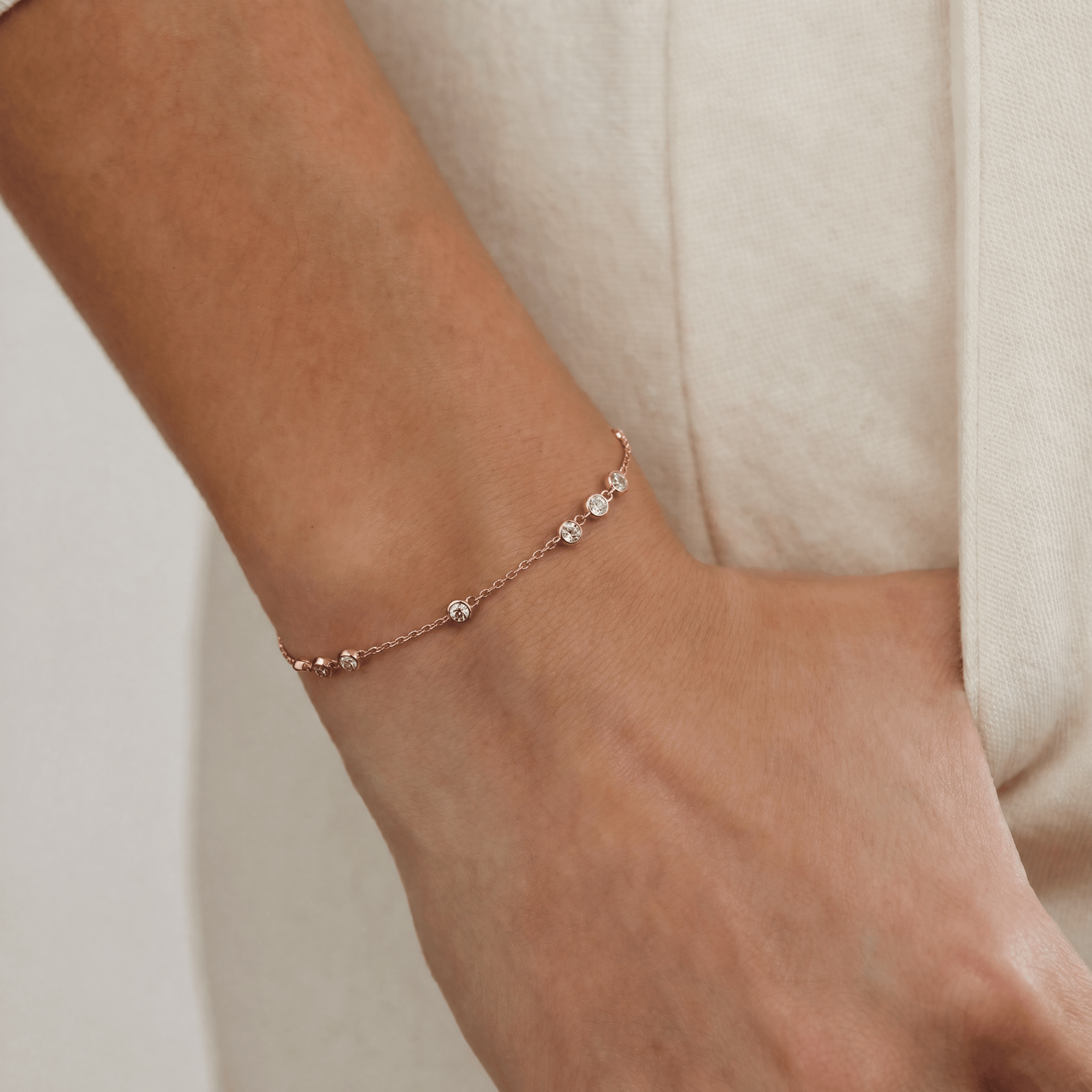 Bezel Set Lab - Grown Diamond Cluster Station Bracelet in 14K Gold/Platinum - Bracelets