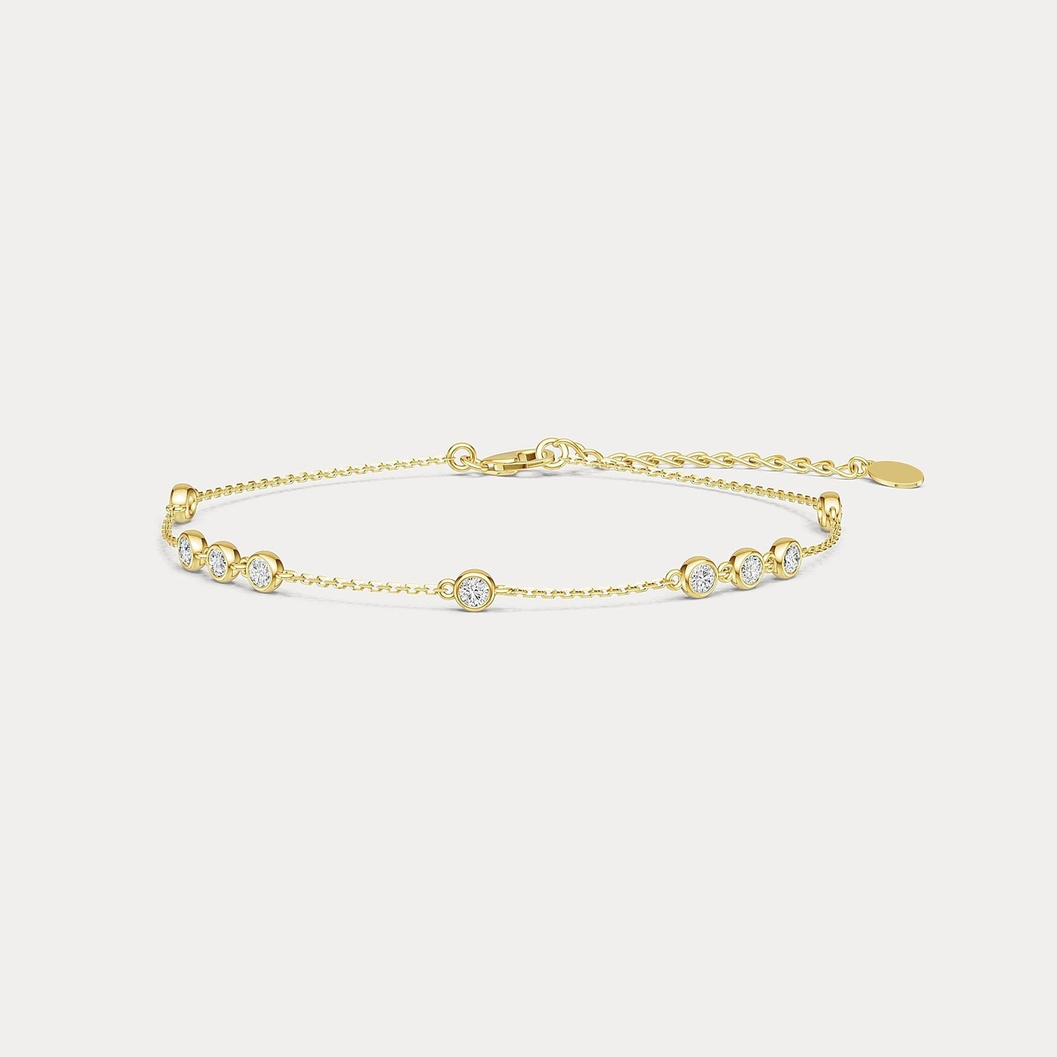 Bezel Set Lab - Grown Diamond Cluster Station Bracelet in 14K Gold/Platinum - Bracelets