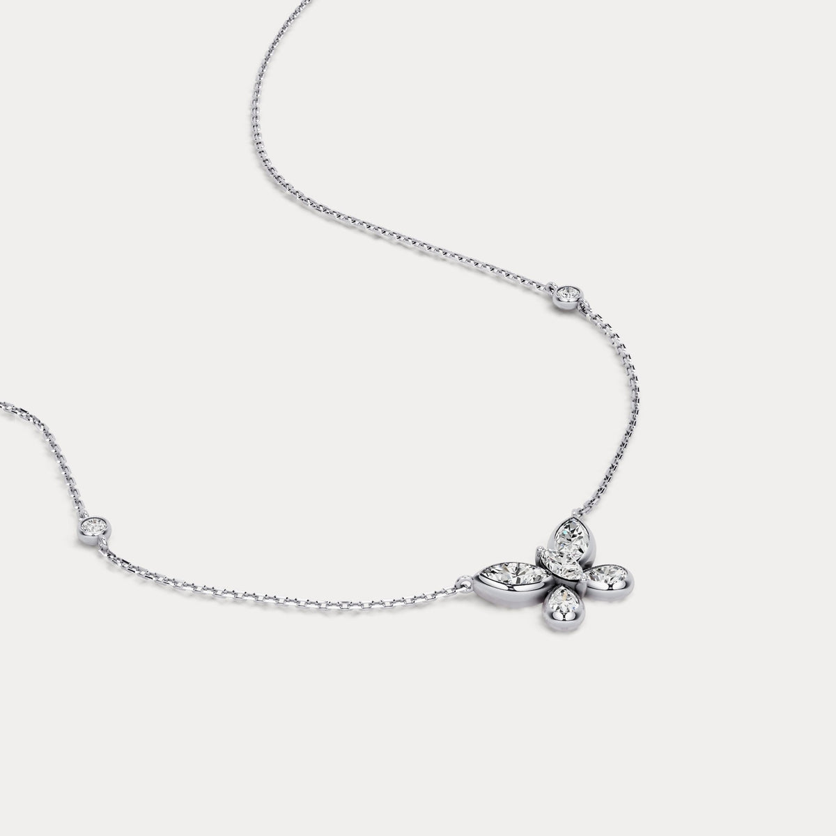 1.2CTW Lab - Grown Diamond Butterfly Pendant Necklace in Sterling Silver - Necklaces