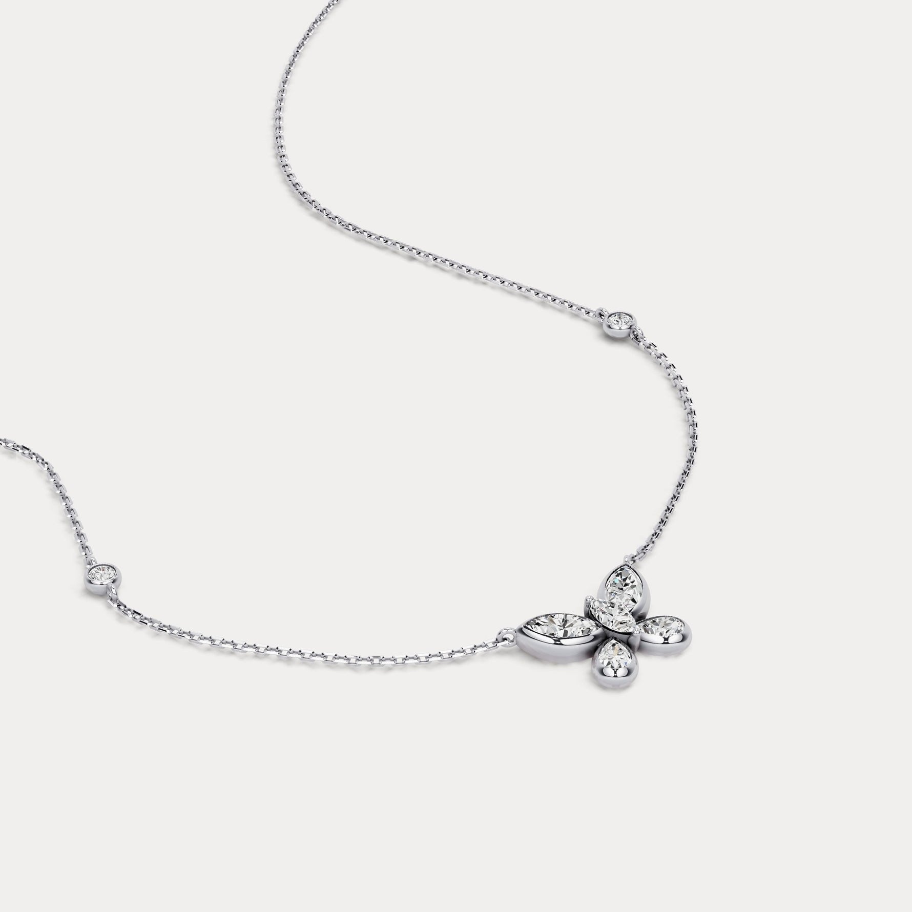 1.2CTW Lab - Grown Diamond Butterfly Pendant Necklace in Sterling Silver - Necklaces