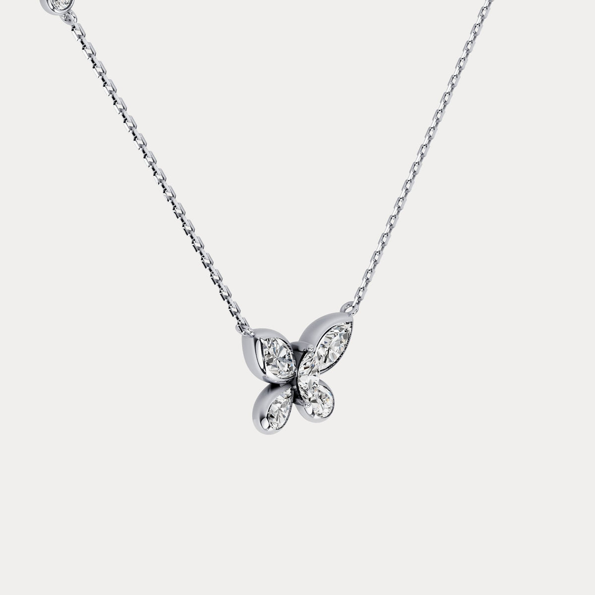 1.2CTW Lab - Grown Diamond Butterfly Pendant Necklace in Sterling Silver - Necklaces