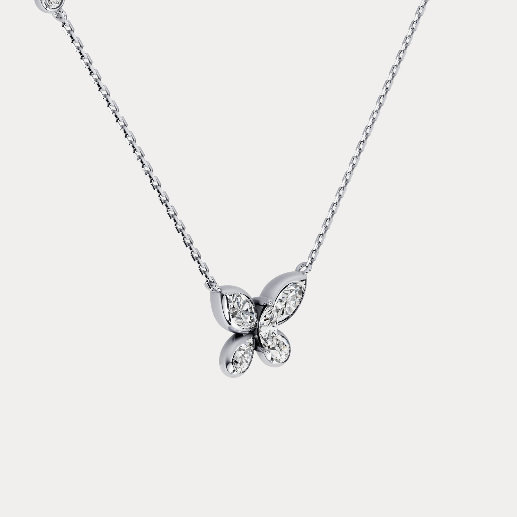 1.2CTW Lab - Grown Diamond Butterfly Pendant Necklace in Sterling Silver - Necklaces