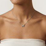 1.2CTW Lab - Grown Diamond Butterfly Pendant Necklace in Sterling Silver - Necklaces