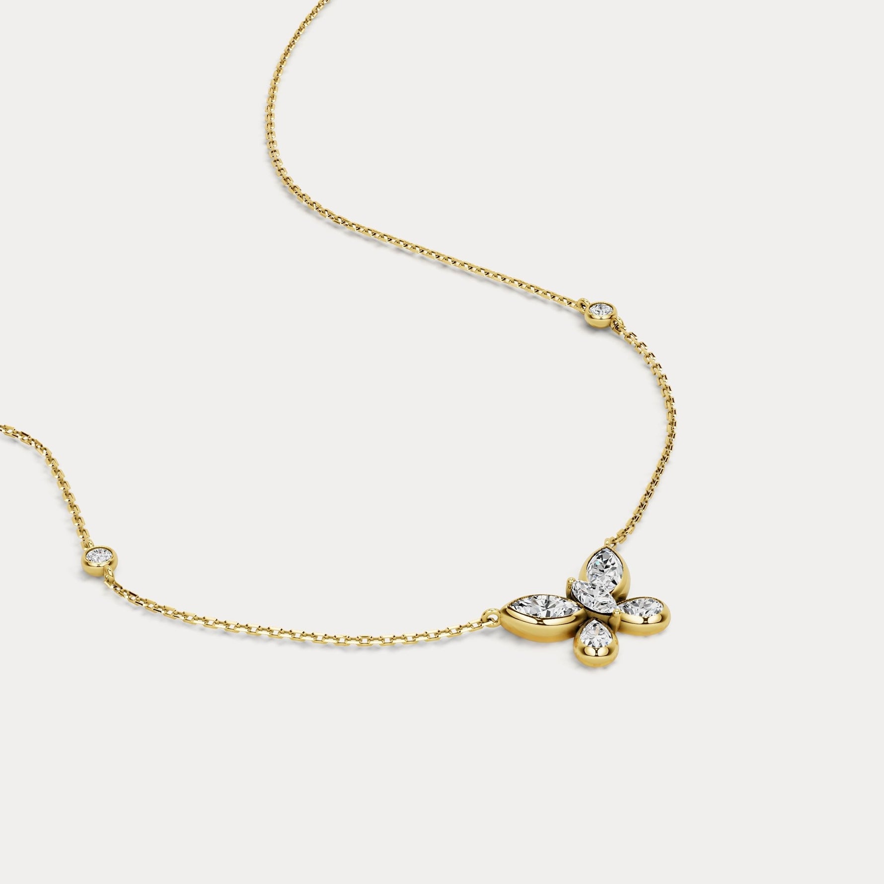 1.2CTW Lab - Grown Diamond Butterfly Pendant Necklace in Sterling Silver - Necklaces