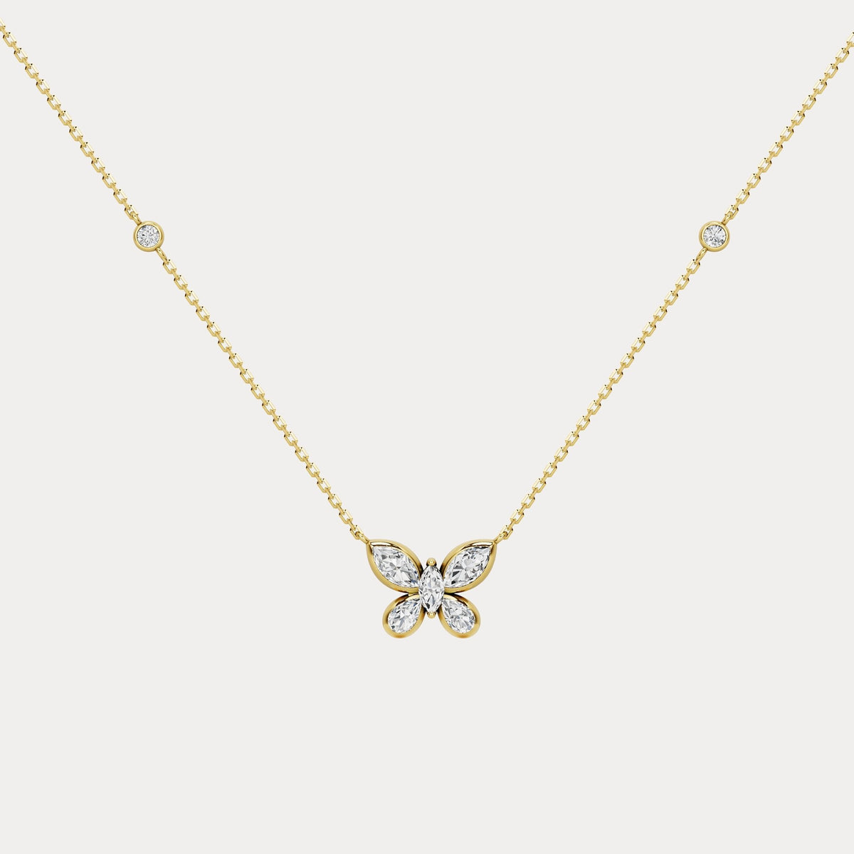 1.2CTW Lab - Grown Diamond Butterfly Pendant Necklace in Sterling Silver - Necklaces