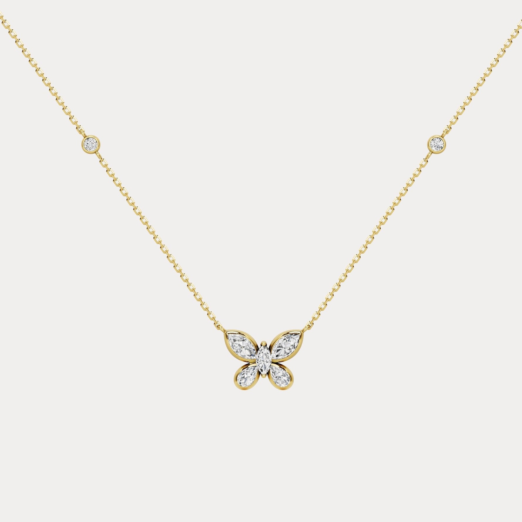 1.2CTW Lab - Grown Diamond Butterfly Pendant Necklace in Sterling Silver - Necklaces