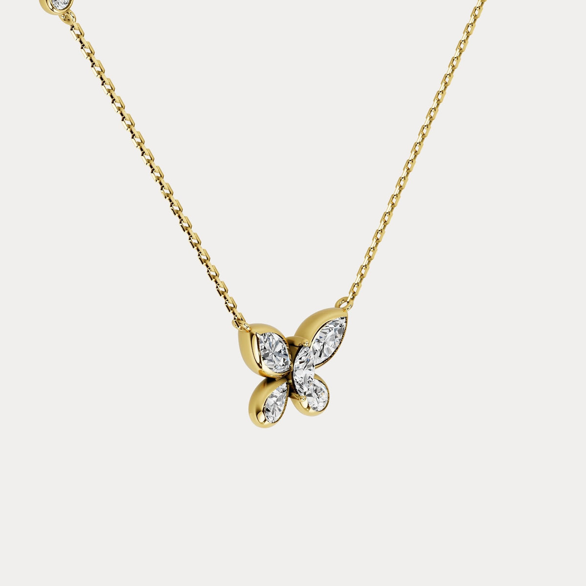 1.2CTW Lab - Grown Diamond Butterfly Pendant Necklace in Sterling Silver - Necklaces