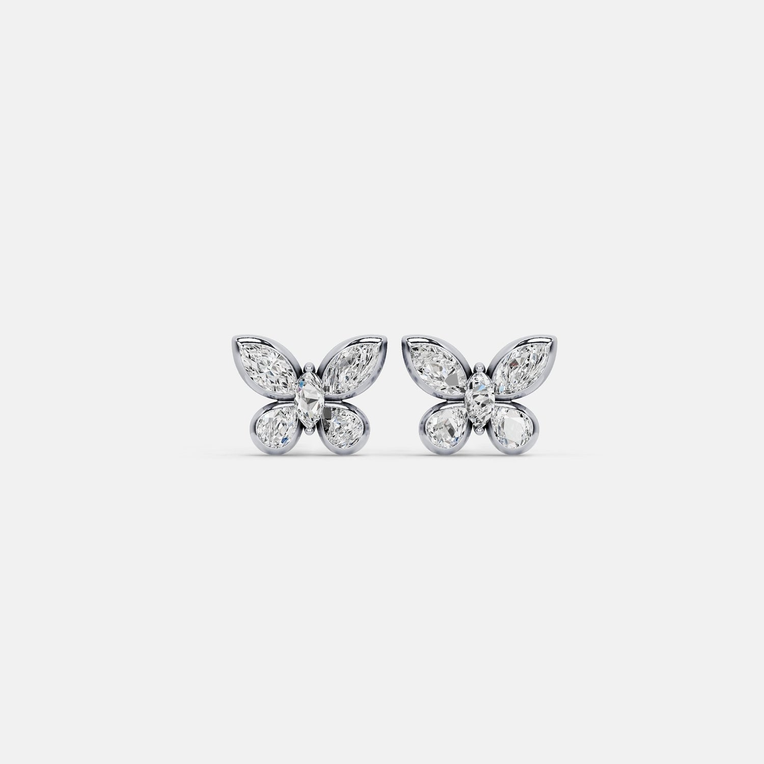 1.58 CTW Lab - Grown Diamond Butterfly Stud Earrings in Sterling Silver - Earrings