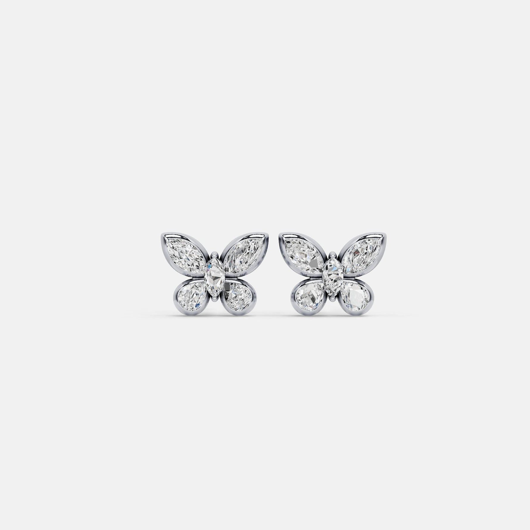 1.58 CTW Lab - Grown Diamond Butterfly Stud Earrings in Sterling Silver - Earrings
