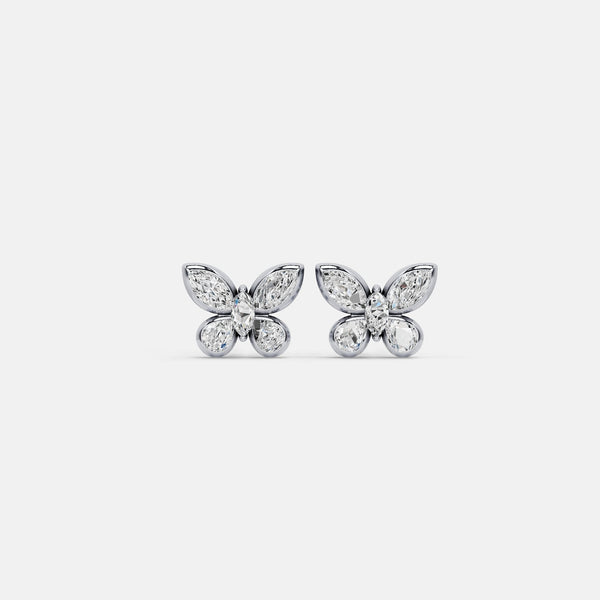 1.58 CTW Lab - Grown Diamond Butterfly Stud Earrings in Sterling Silver - Earrings