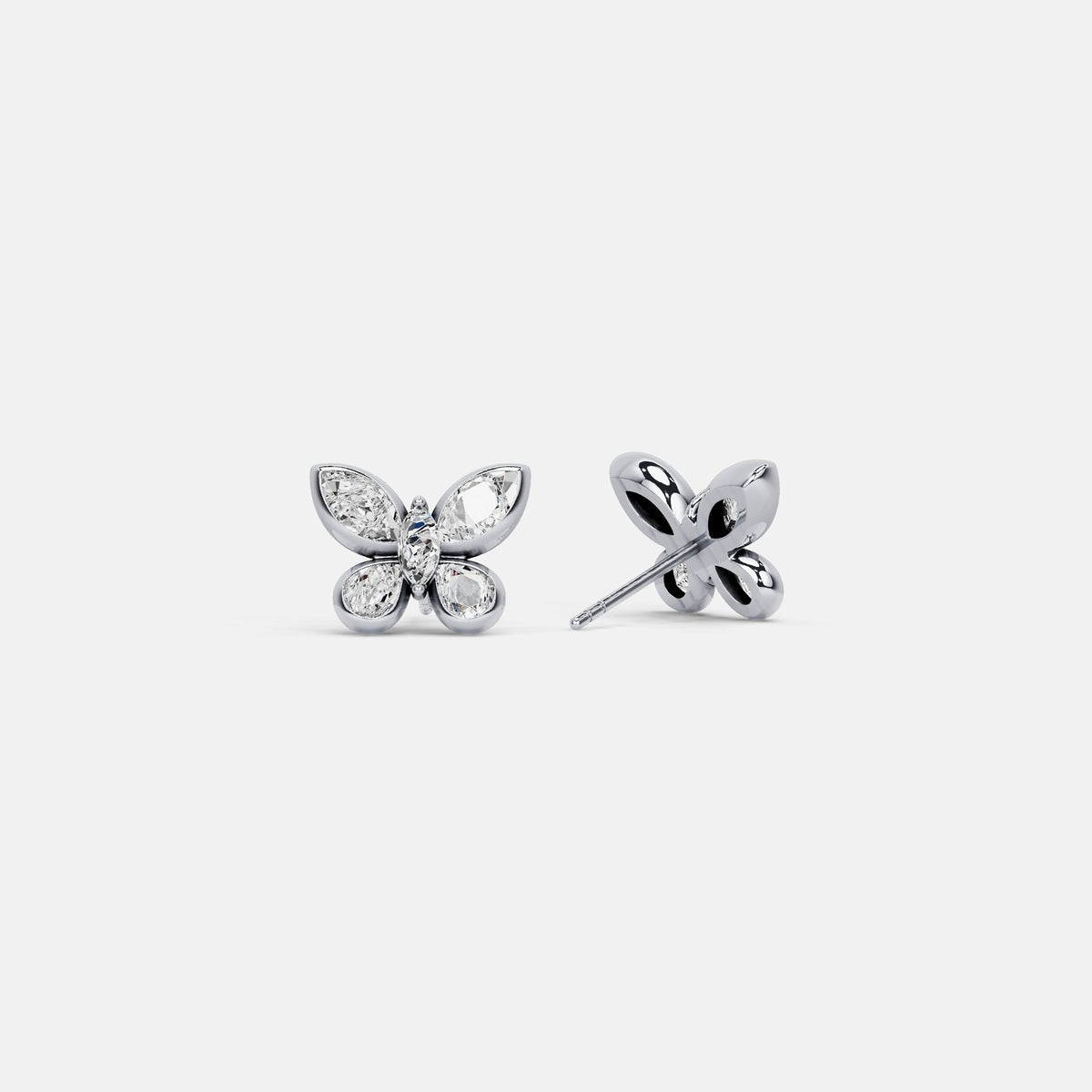 1.58 CTW Lab - Grown Diamond Butterfly Stud Earrings in Sterling Silver - Earrings