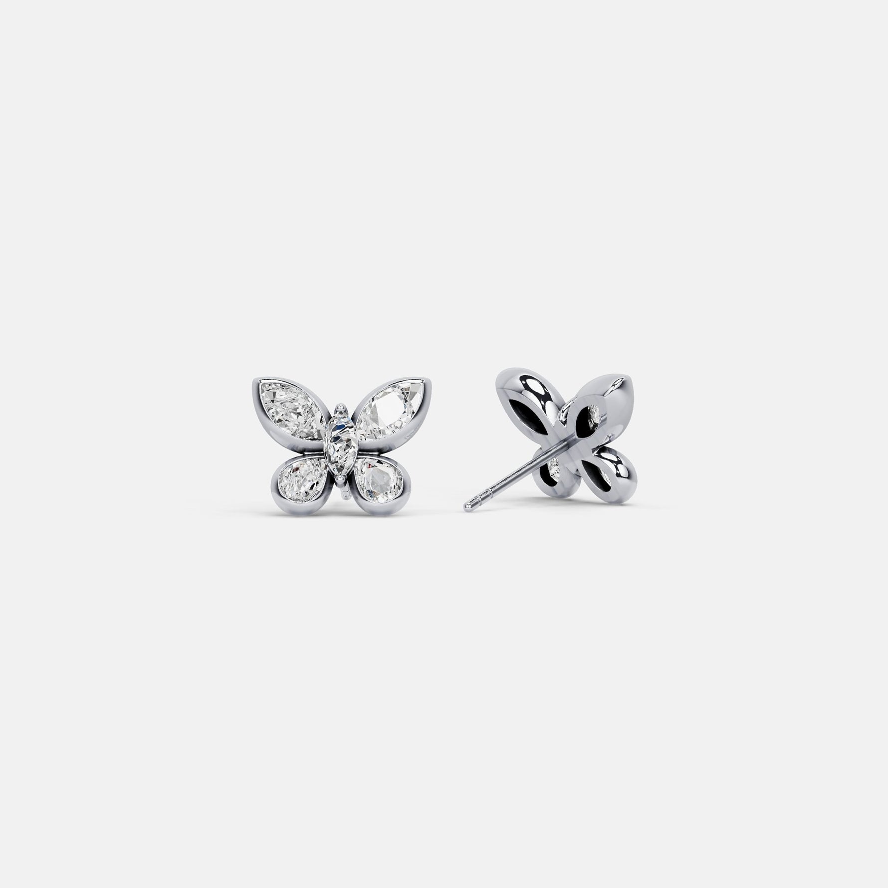 1.58 CTW Lab - Grown Diamond Butterfly Stud Earrings in Sterling Silver - Earrings
