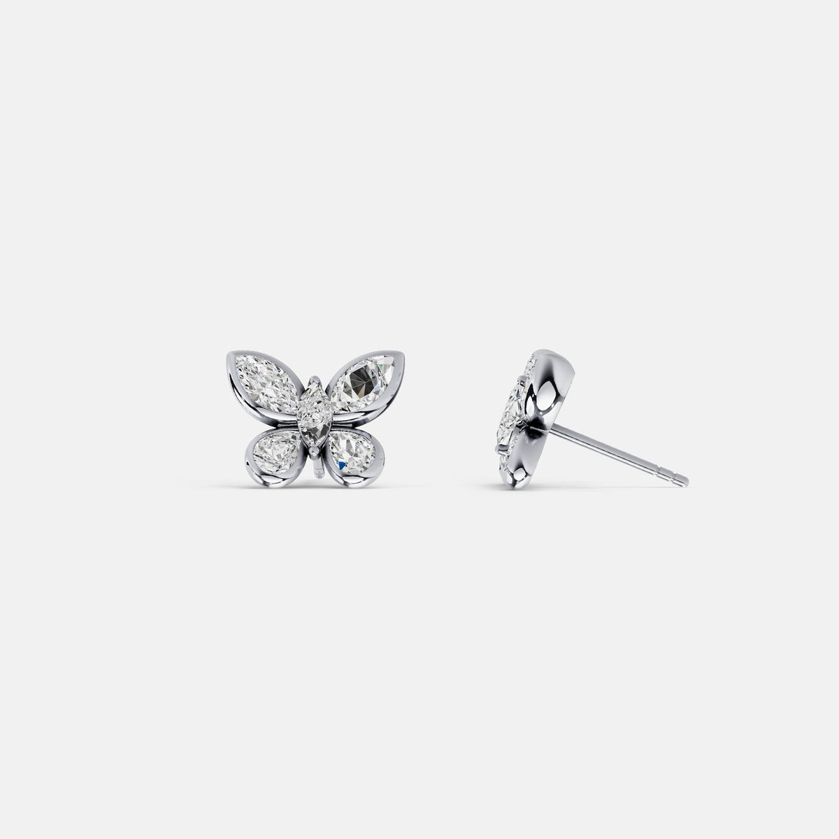 1.58 CTW Lab - Grown Diamond Butterfly Stud Earrings in Sterling Silver - Earrings