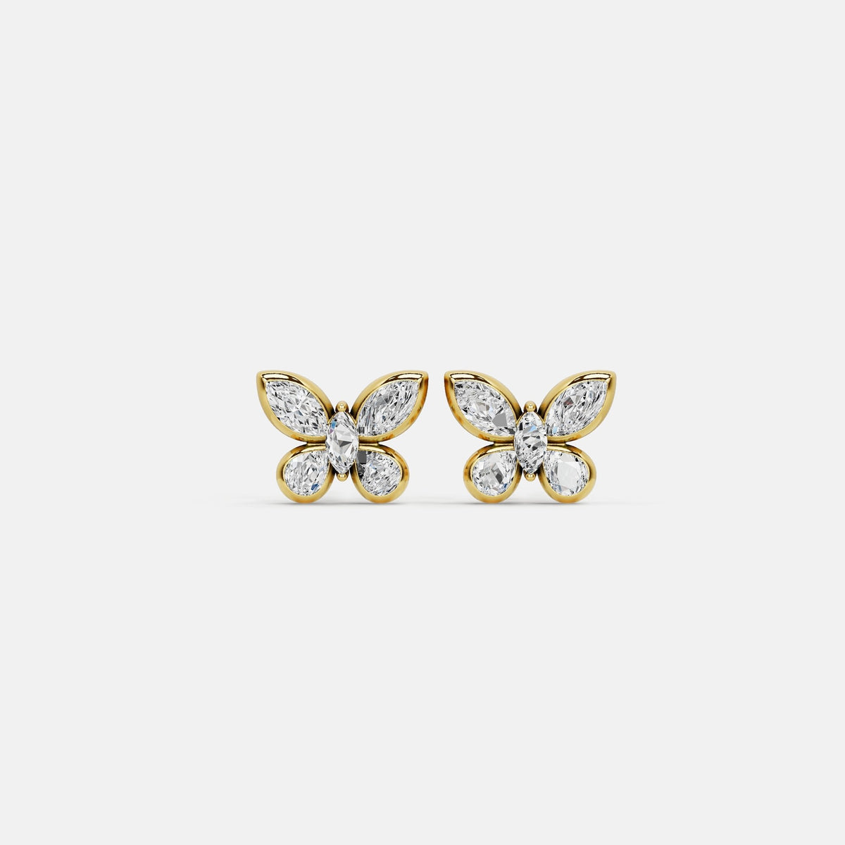 1.58 CTW Lab - Grown Diamond Butterfly Stud Earrings in Sterling Silver - Earrings