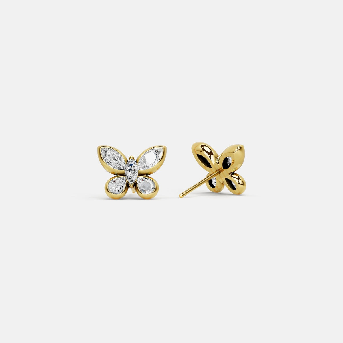 1.58 CTW Lab - Grown Diamond Butterfly Stud Earrings in Sterling Silver - Earrings