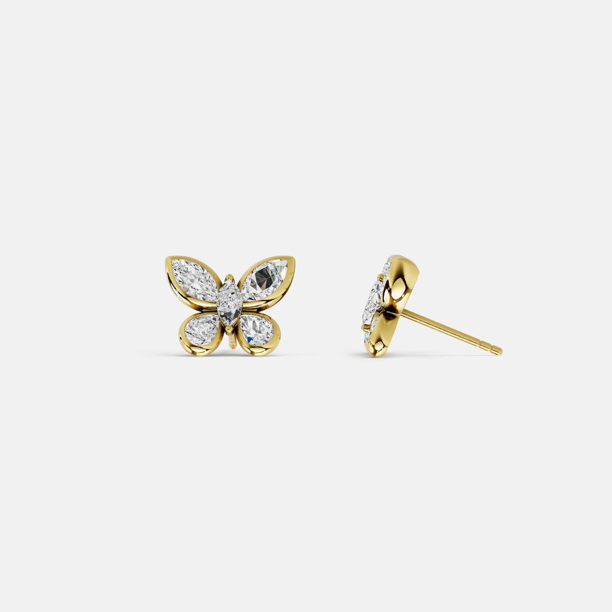 1.58 CTW Lab - Grown Diamond Butterfly Stud Earrings in Sterling Silver - Earrings