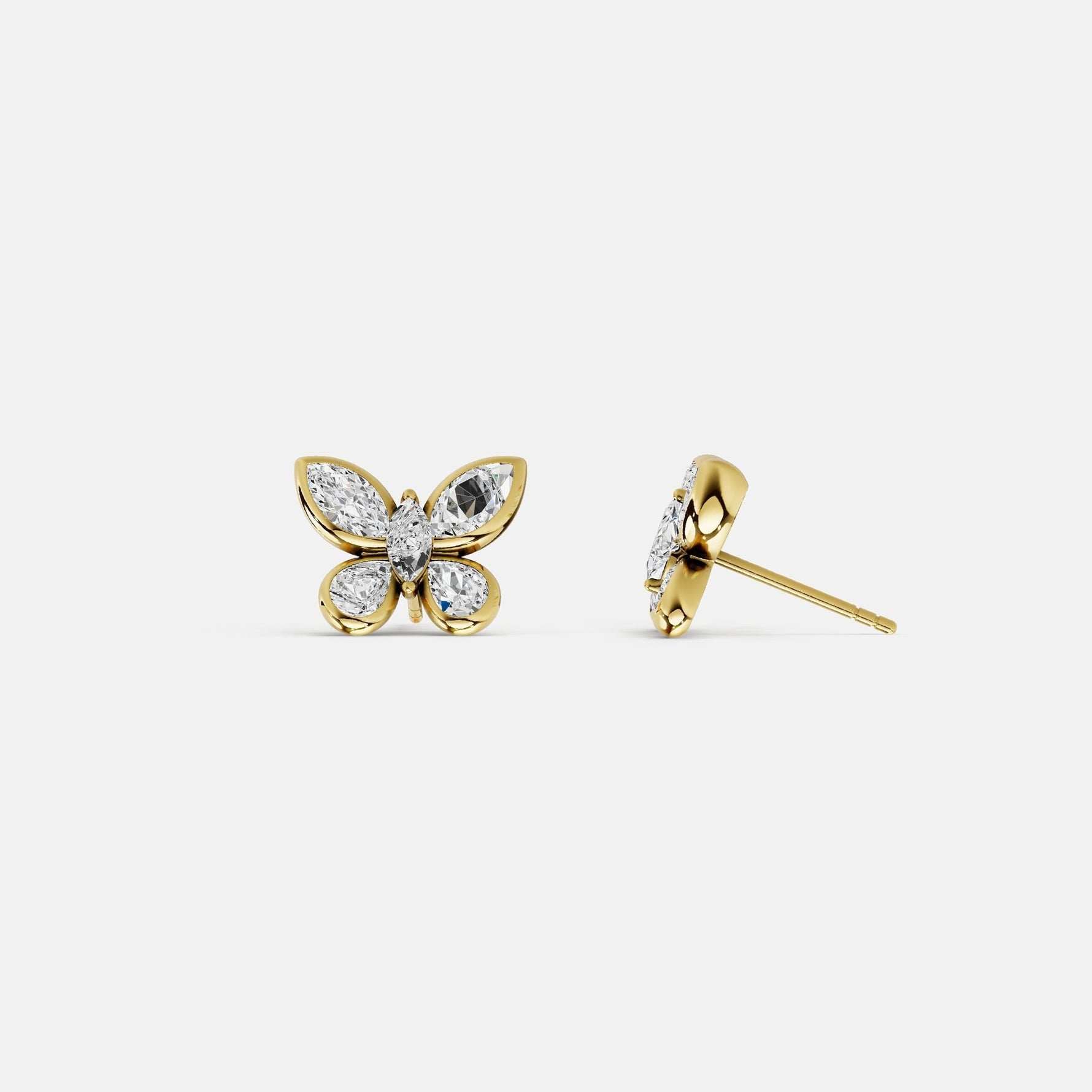 1.58 CTW Lab - Grown Diamond Butterfly Stud Earrings in Sterling Silver - Earrings