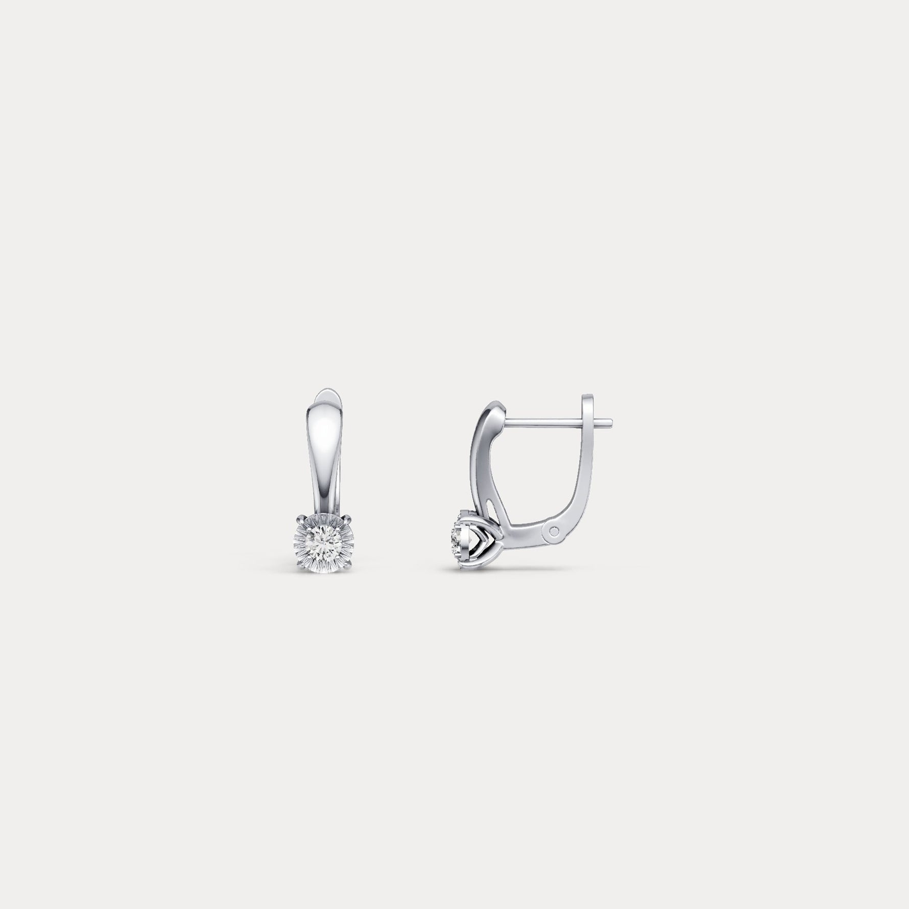 Sterling Silver Huggie Earrings with Lab - Grown Diamonds - Earrings