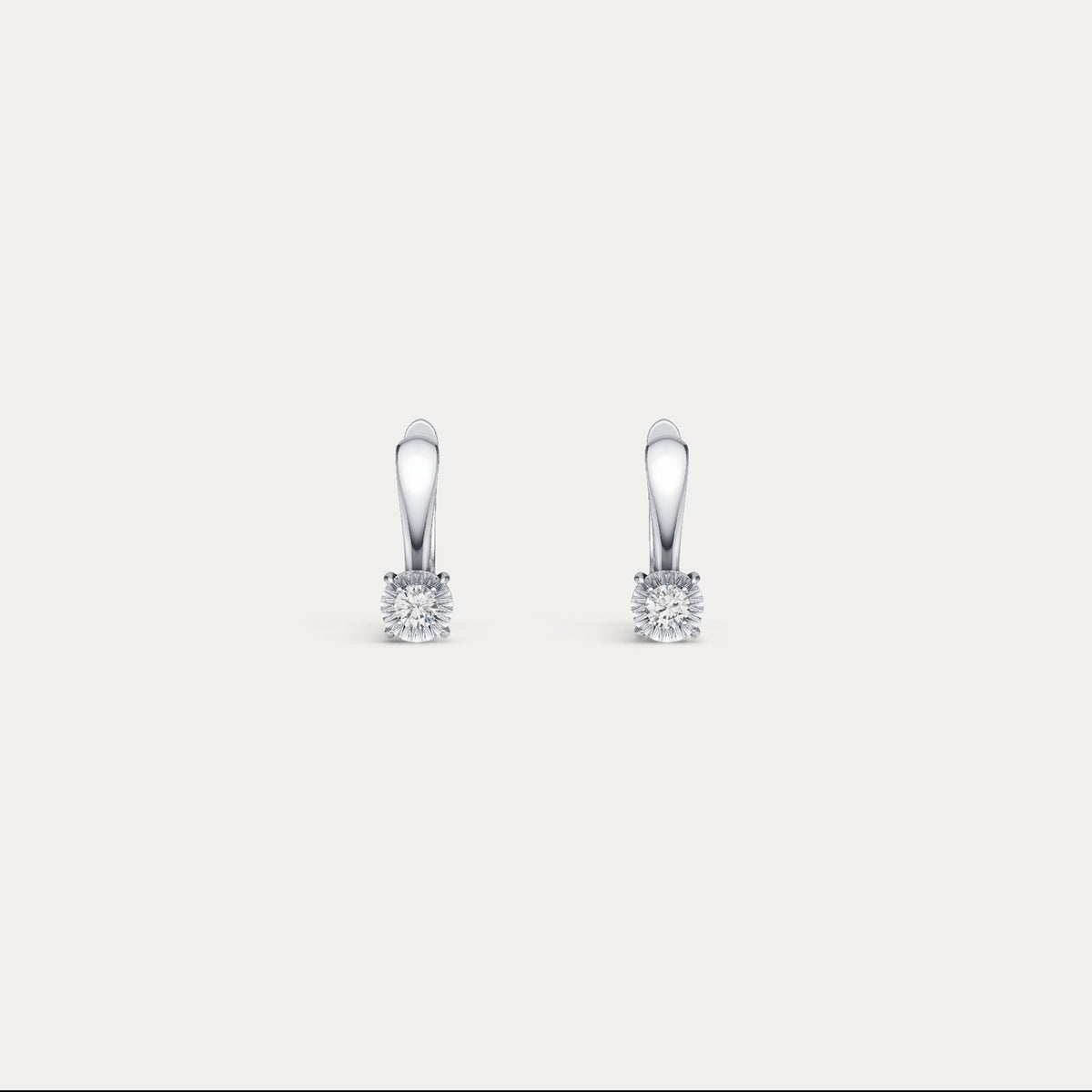 Sterling Silver Huggie Earrings with Lab - Grown Diamonds - Earrings