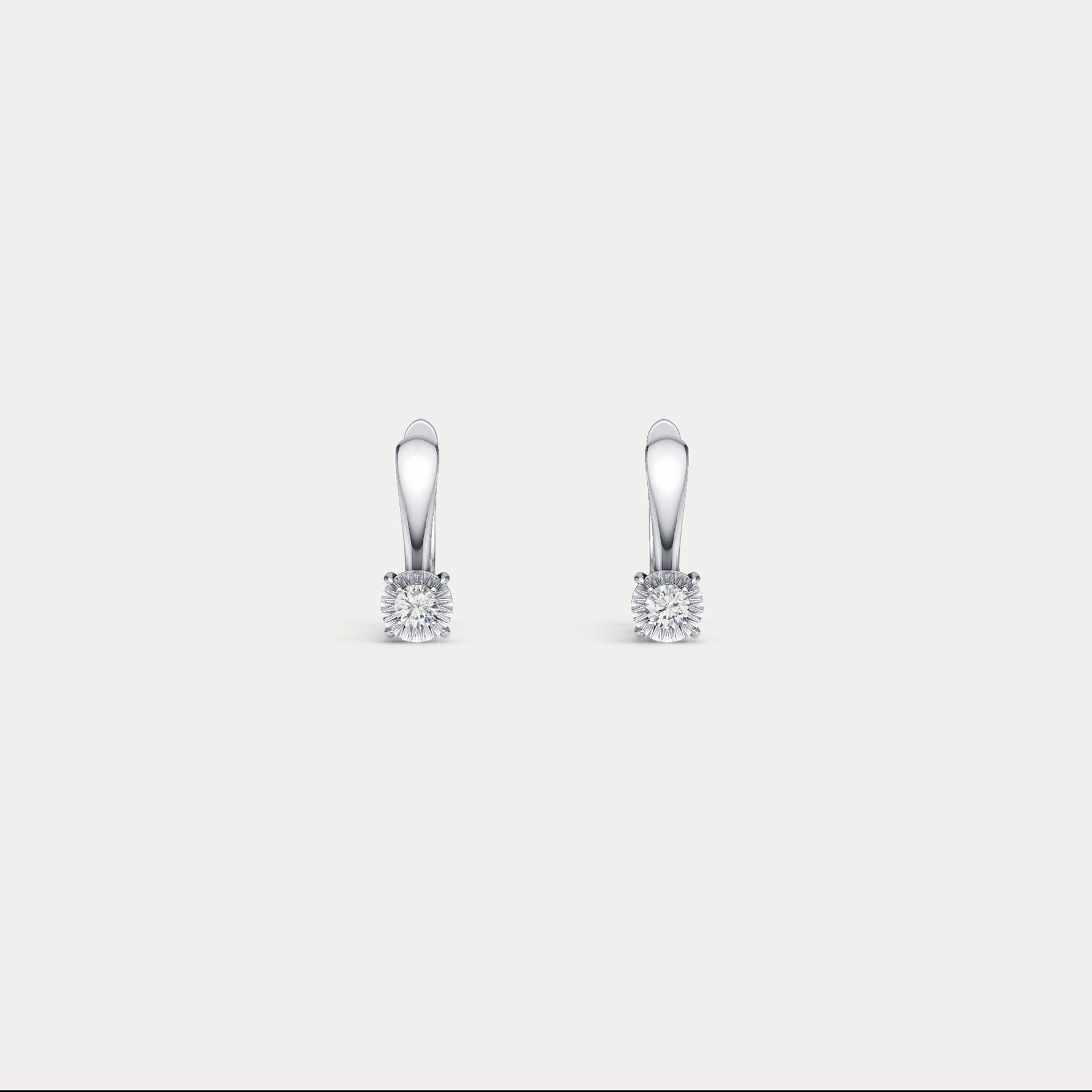 Sterling Silver Huggie Earrings with Lab - Grown Diamonds - Earrings