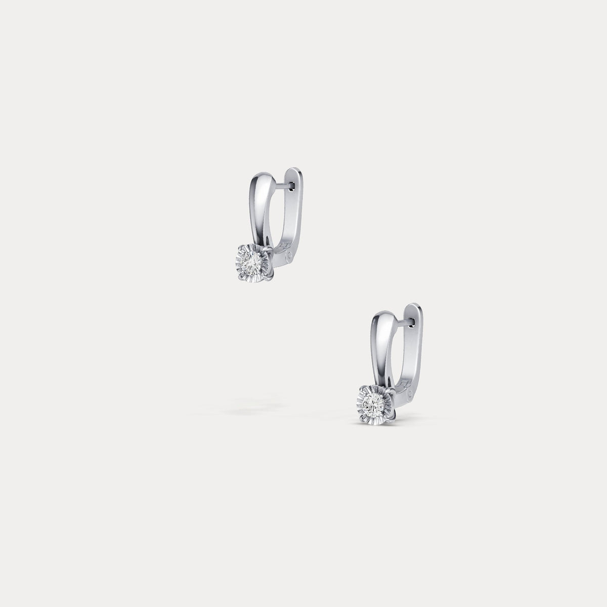 Sterling Silver Huggie Earrings with Lab - Grown Diamonds - Earrings