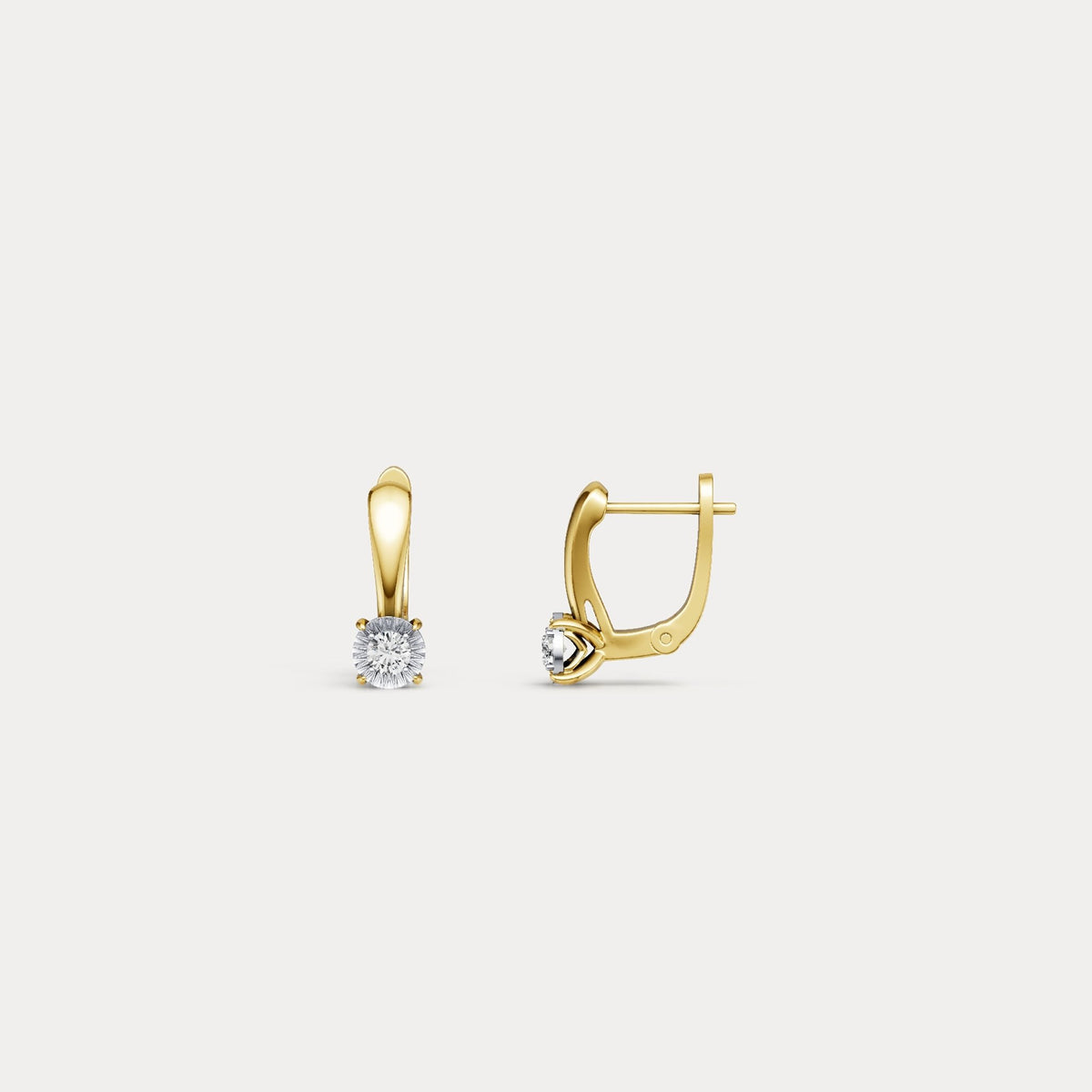 Sterling Silver Huggie Earrings with Lab - Grown Diamonds - Earrings