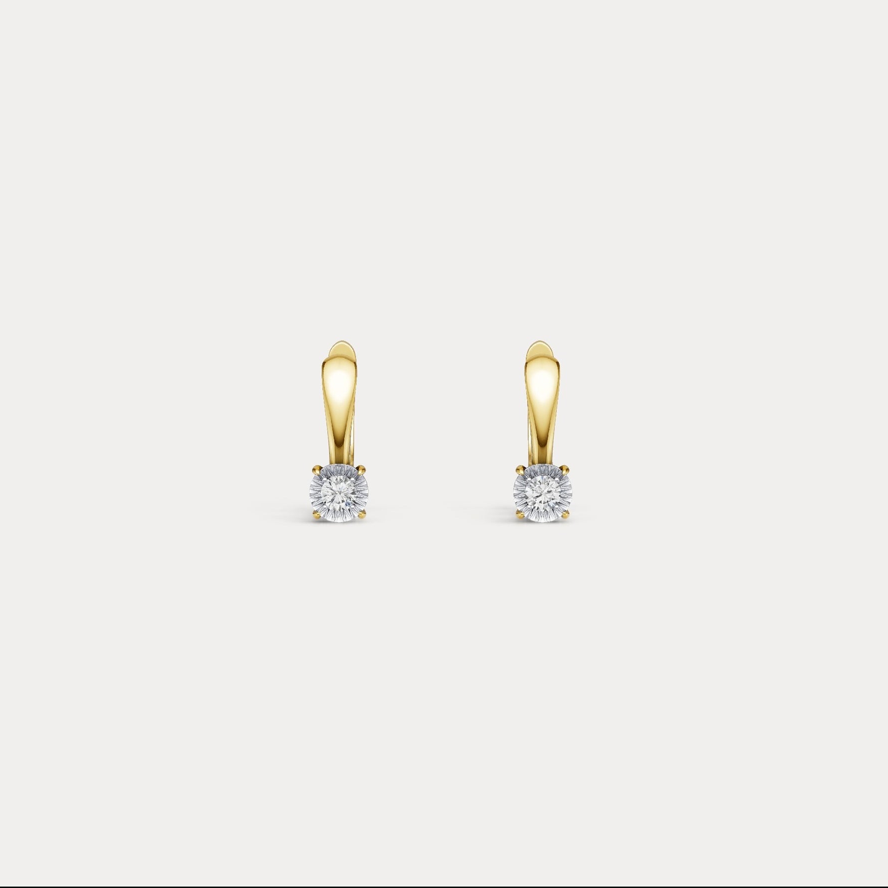 Sterling Silver Huggie Earrings with Lab - Grown Diamonds - Earrings